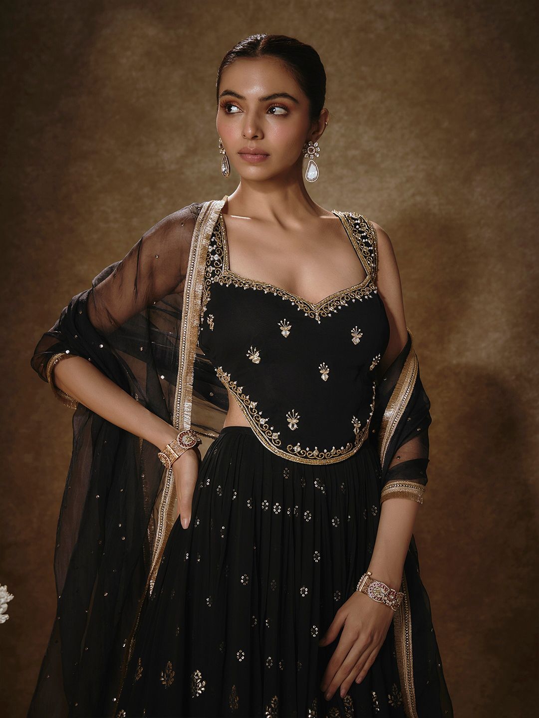 Renee Label Women Embroidered Sequinned Ready to Wear Lehenga & Blouse With Dupatta - Image 3