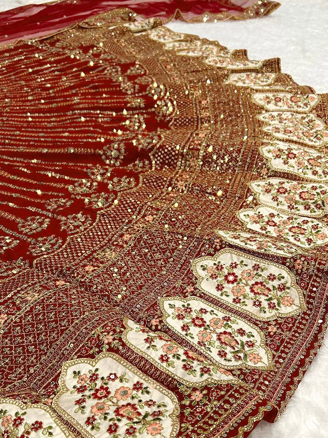 Trendmalls Embroidered Sequinned Semi-Stitched Lehenga & Unstitched Blouse With Dupatta - Image 3