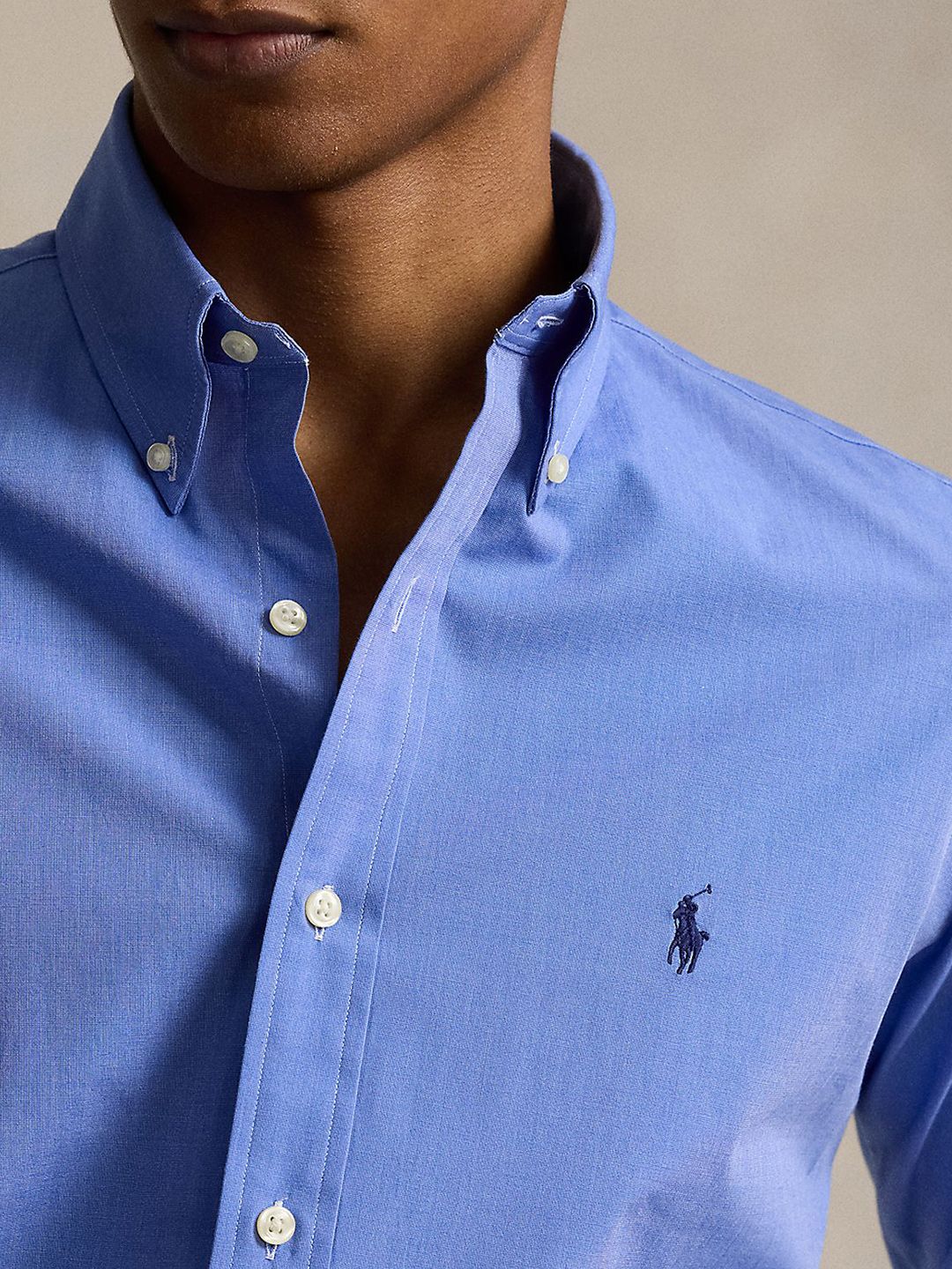 Polo Ralph Lauren Men Button-Down Collar Solid Cotton Formal Shirt - Image 2