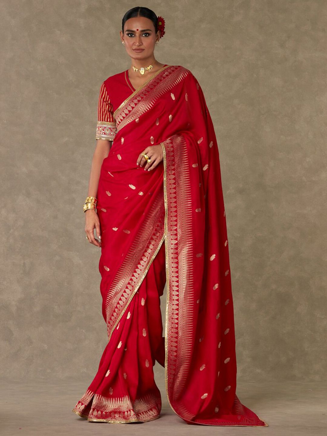 Ethnic Motifs Woven Design Zari Saree