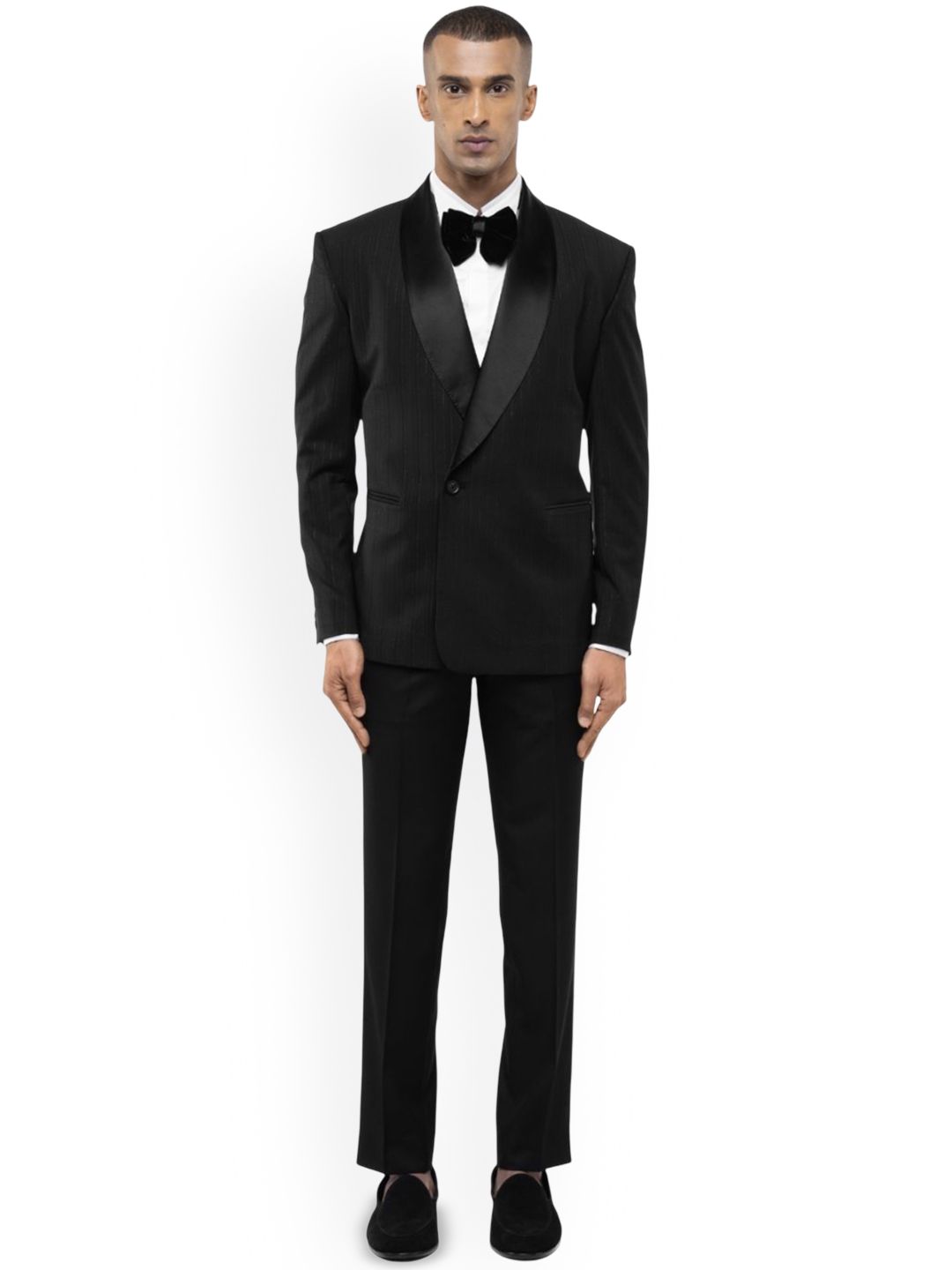 Striped Shawl collar Double Breasted Tuxedo Three-Piece Suit