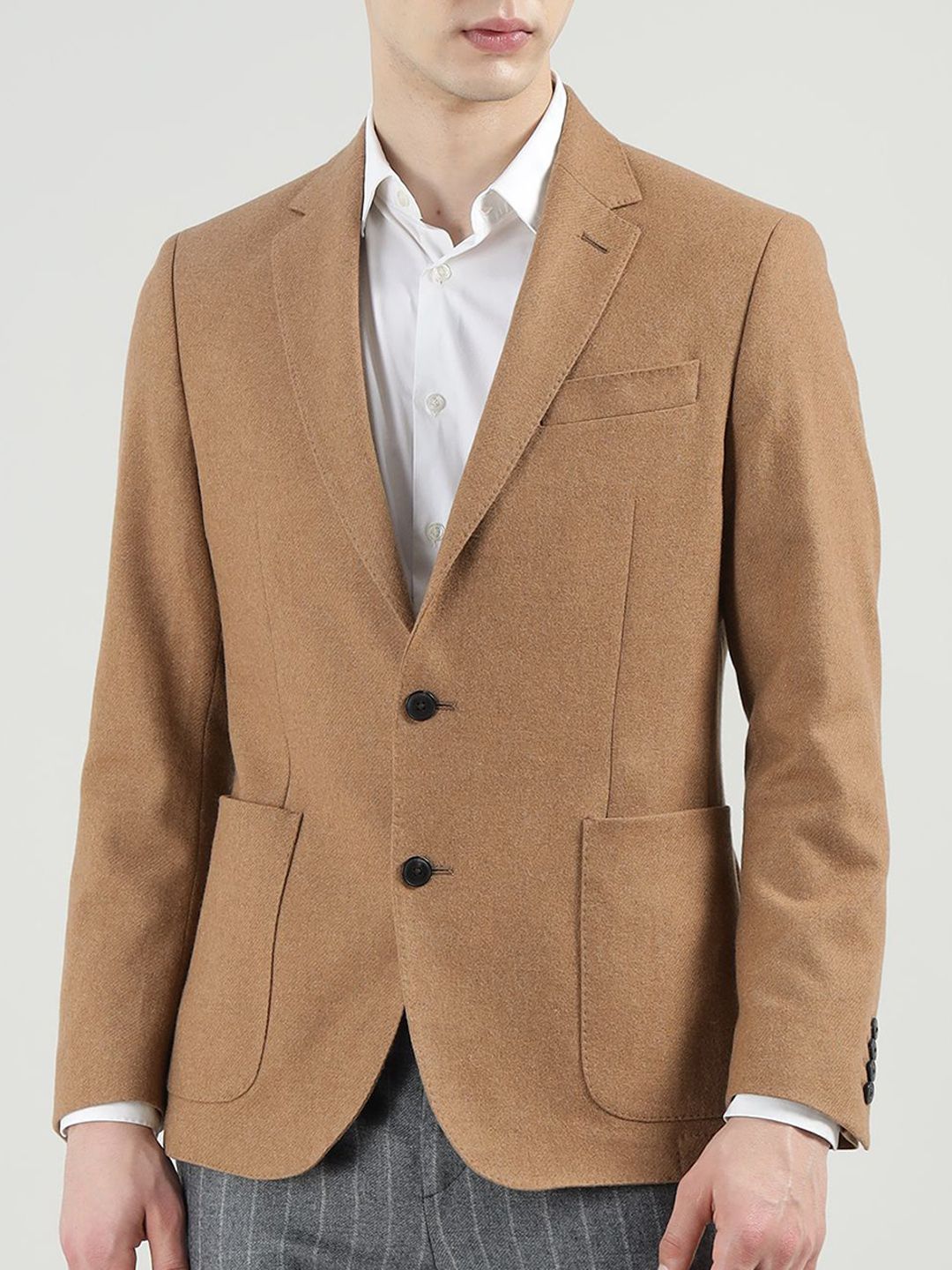 HACKETT LONDON Men Notched Lapel Woolen Twill Flannel Blazer