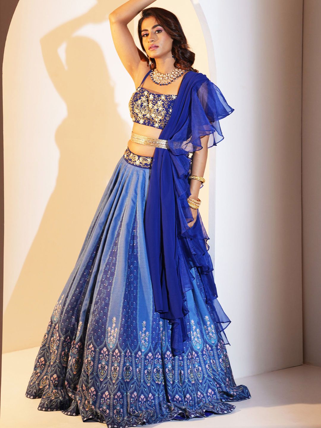 Rashika Sharma Embroidered Mirror Work Made to Measure Silk Lehenga & Blouse With Dupatta