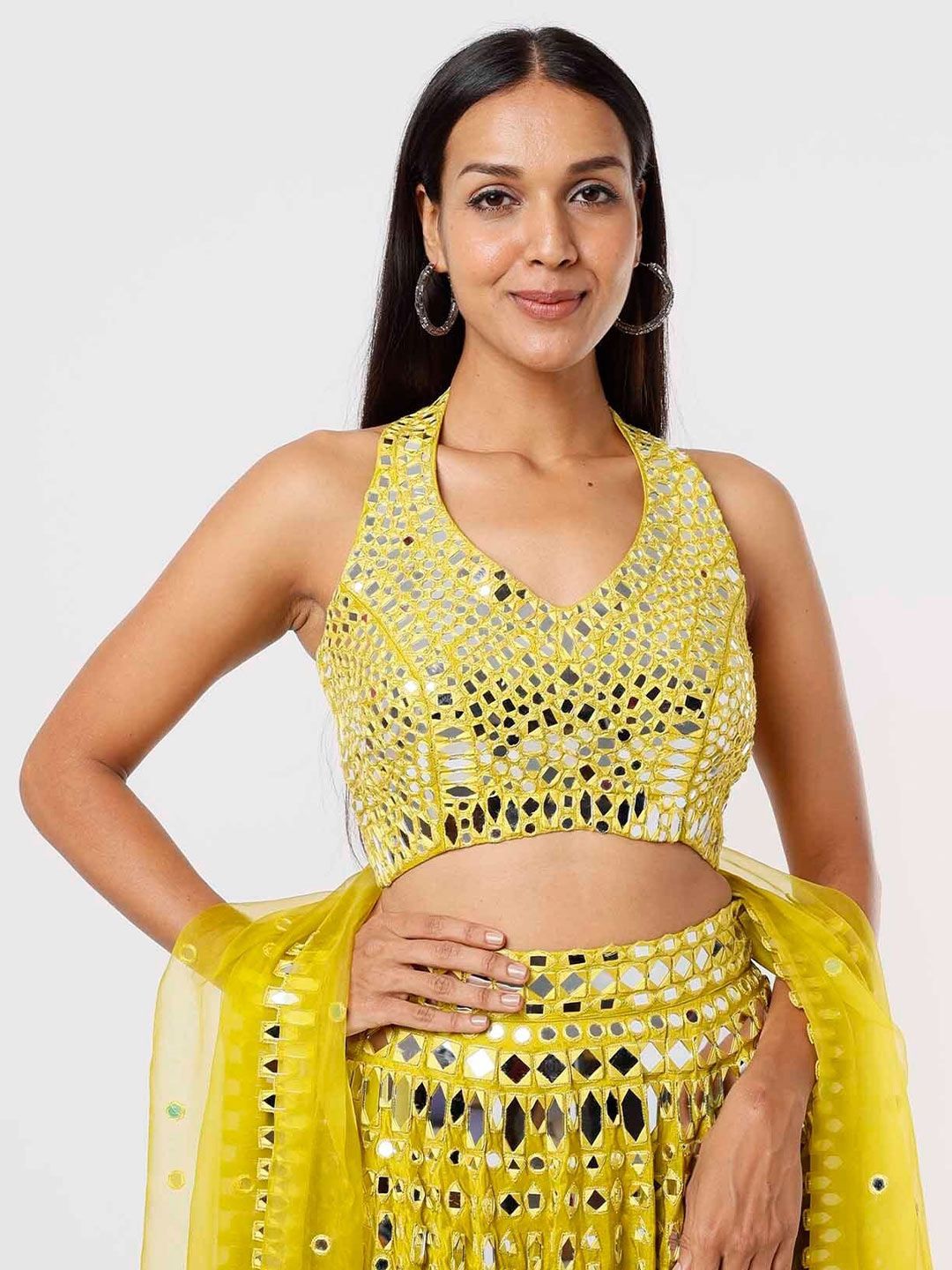 Mehak Murpana Embellished Mirror Work Ready to Wear Lehenga & Blouse With Dupatta - Image 2