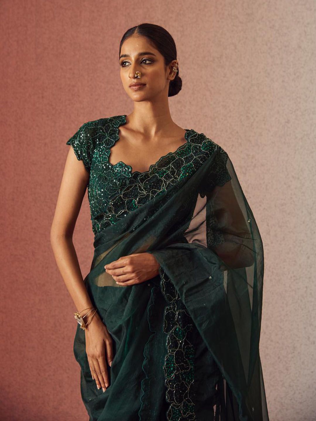 Geethika kanumilli Verdant Saree With Patchwork Blouse - Image 2