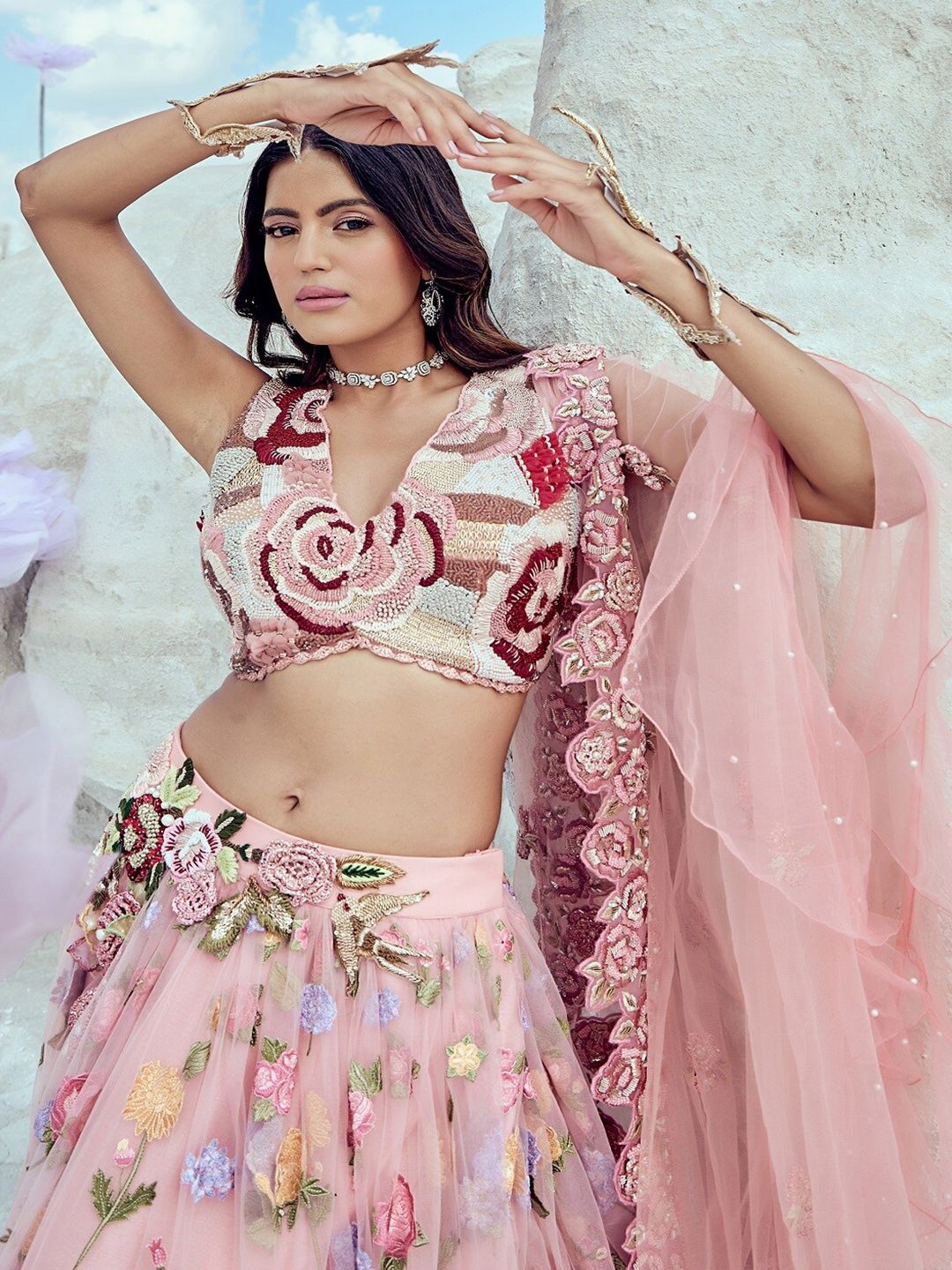 Nikita Vishakha Embroidered Beads and Stones Ready to Wear Lehenga & Blouse With Dupatta - Image 2