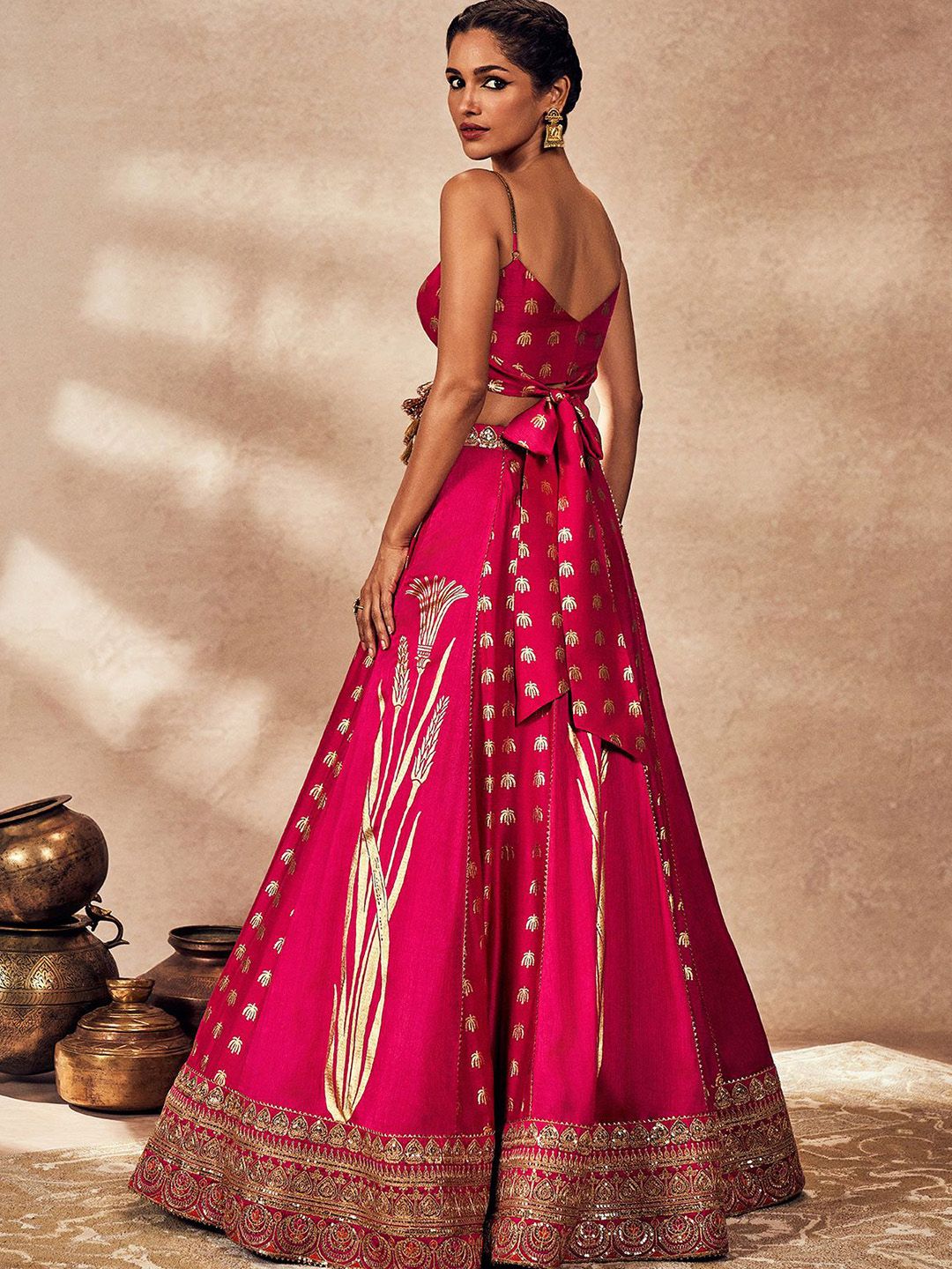 Masaba Foil Printed Sequinned Sleeveless Ready to Wear Lehenga & Blouse With Dupatta - Image 3