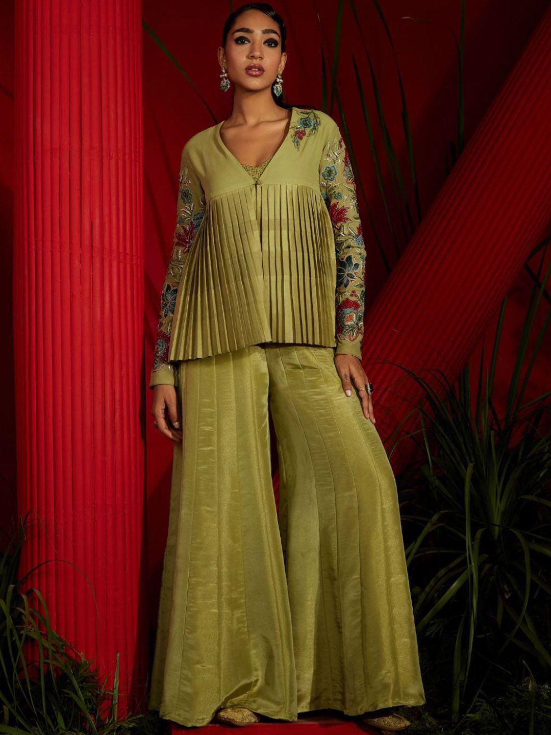 Embroidered Long Sleeve Top & Trouser