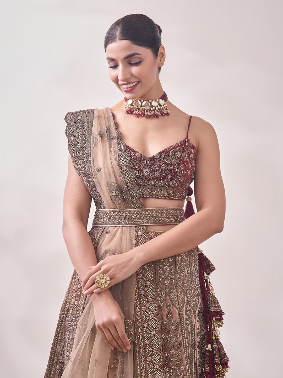 MOHEY Embroidered Semi-Stitched Lehenga & Unstitched Blouse With Dupatta - Image 2