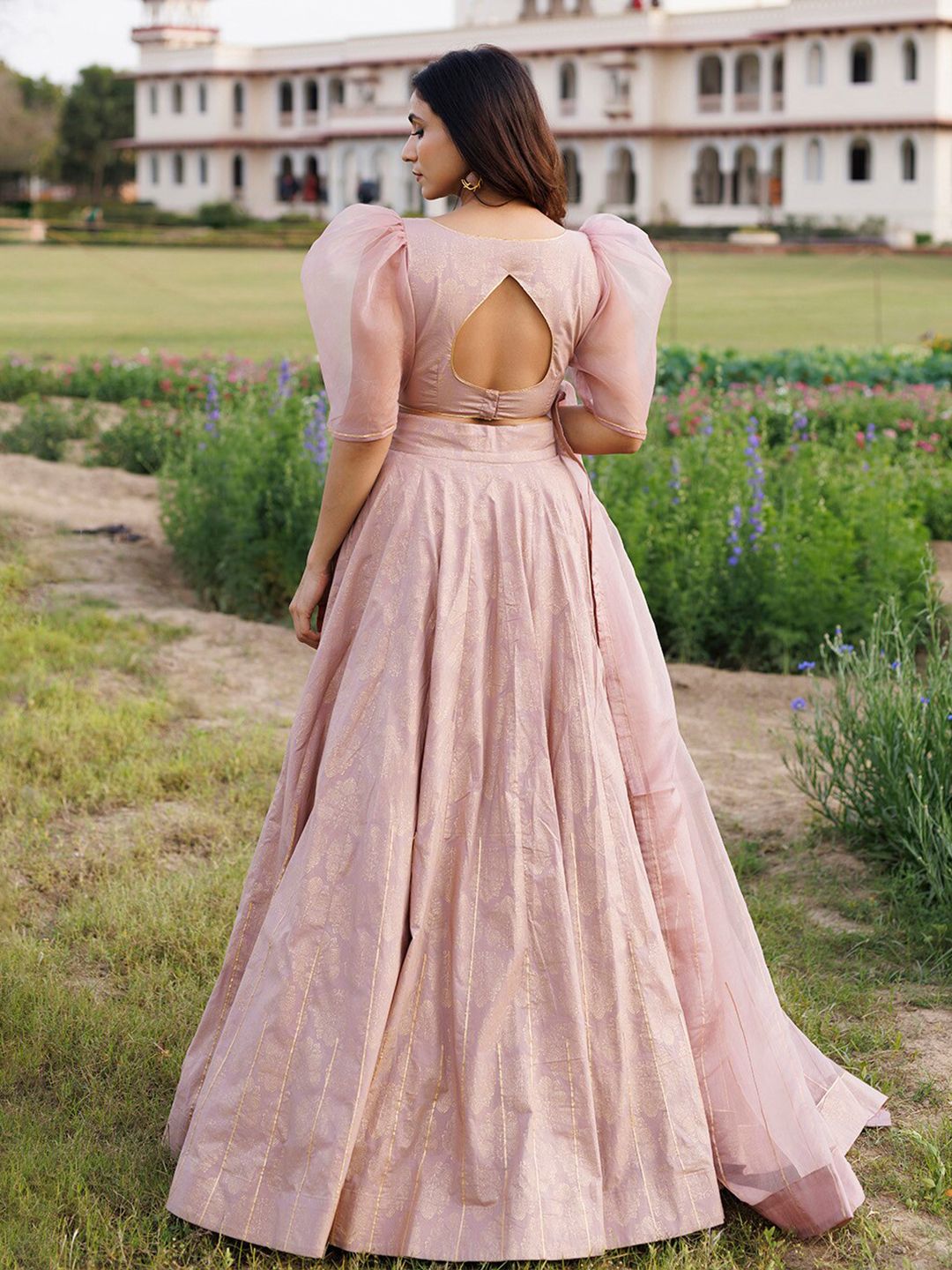 Ragavi Floral Printed V-Neck Cotton Ready to Wear Lehenga & Blouse With Dupatta