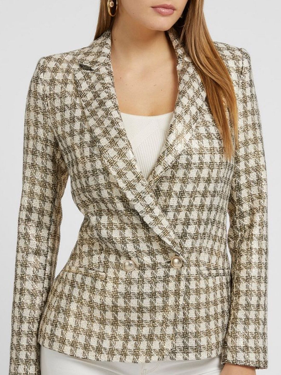 GUESS Checked Single-Breasted Casual Blazer - Image 2