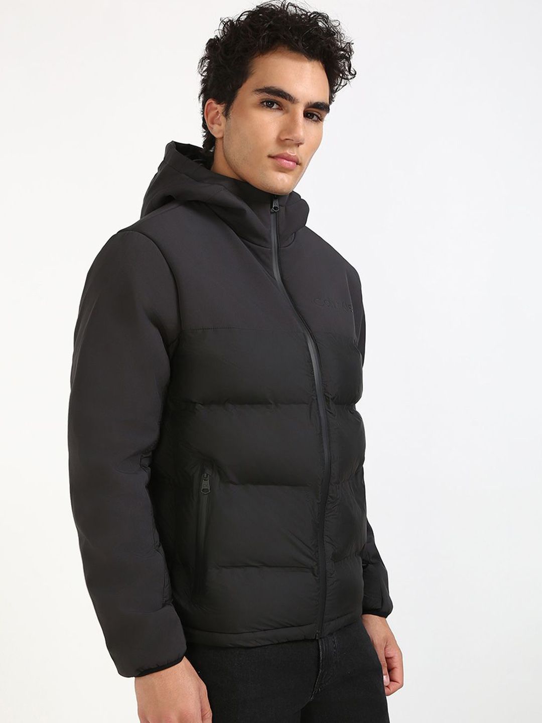 Men Hooded Solid Cotton Casual Puffer Jacket