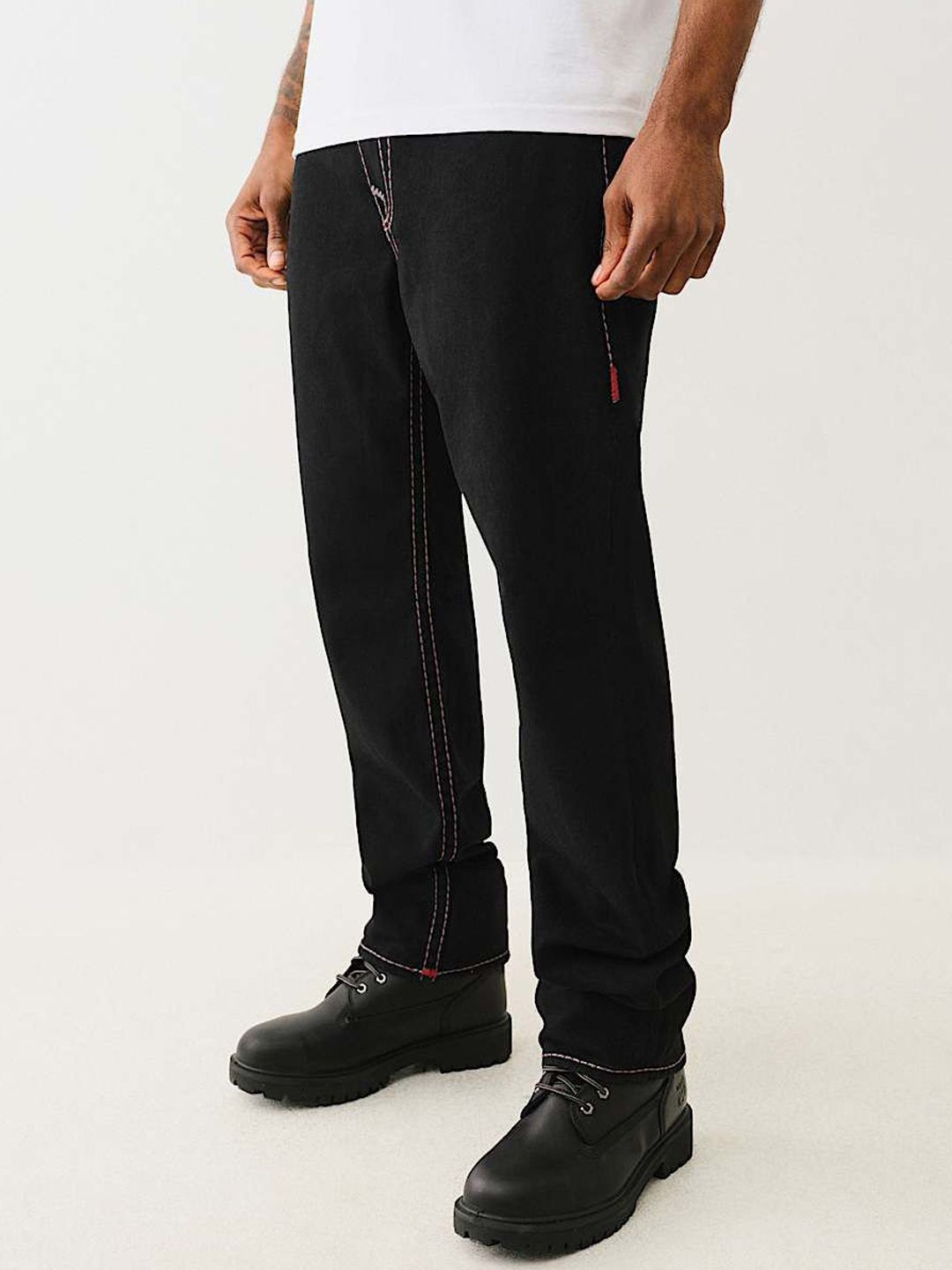 True Religion Pickstitch Ricky Straight Fit Mid Rise Solid Jeans - Image 2