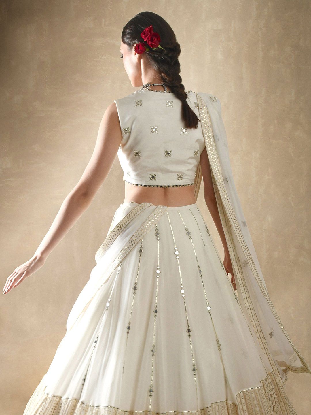 Embroidered Mirror Work Ready to Wear Lehenga & Blouse With Dupatta - Image 2