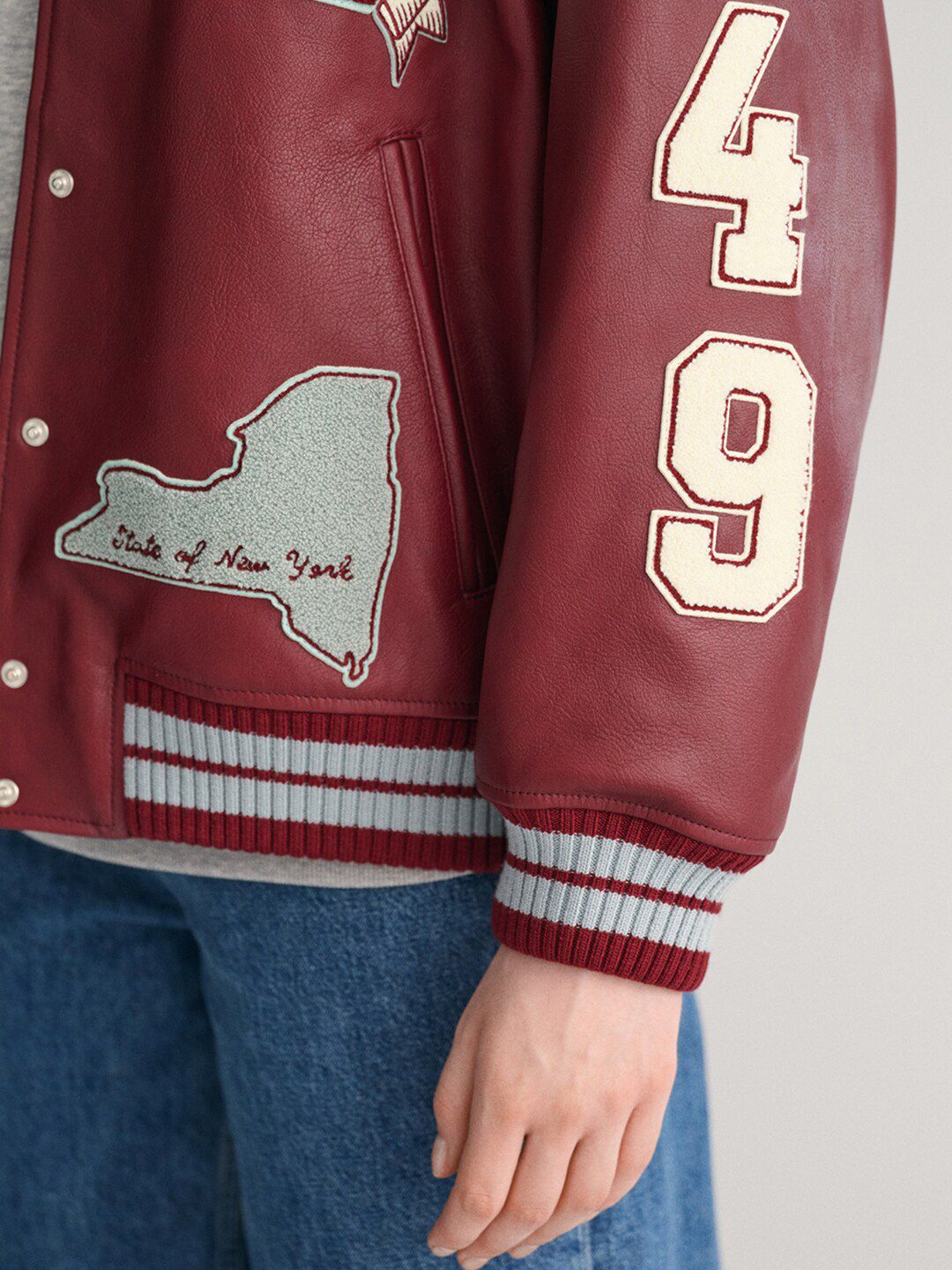 Graphic Printed Stand Collar Bomber Jacket - Image 3