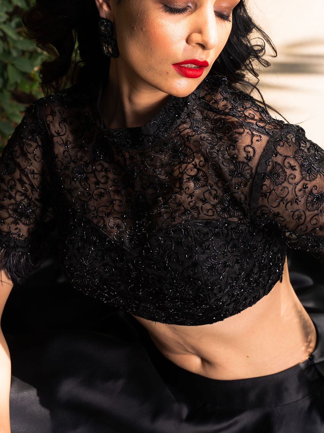 Rashika Sharma Embroidered Satin Sequinned Lehenga & Blouse With Dupatta - Image 2