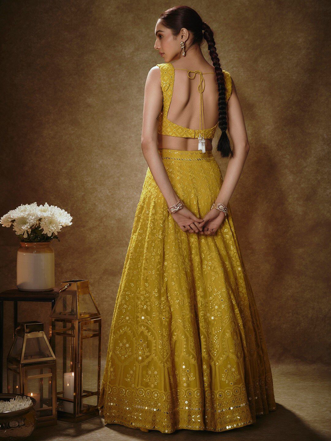 Renee Label Antara Embroidered Sequinned Ready to Wear Lehenga With Blouse & Dupatta - Image 3