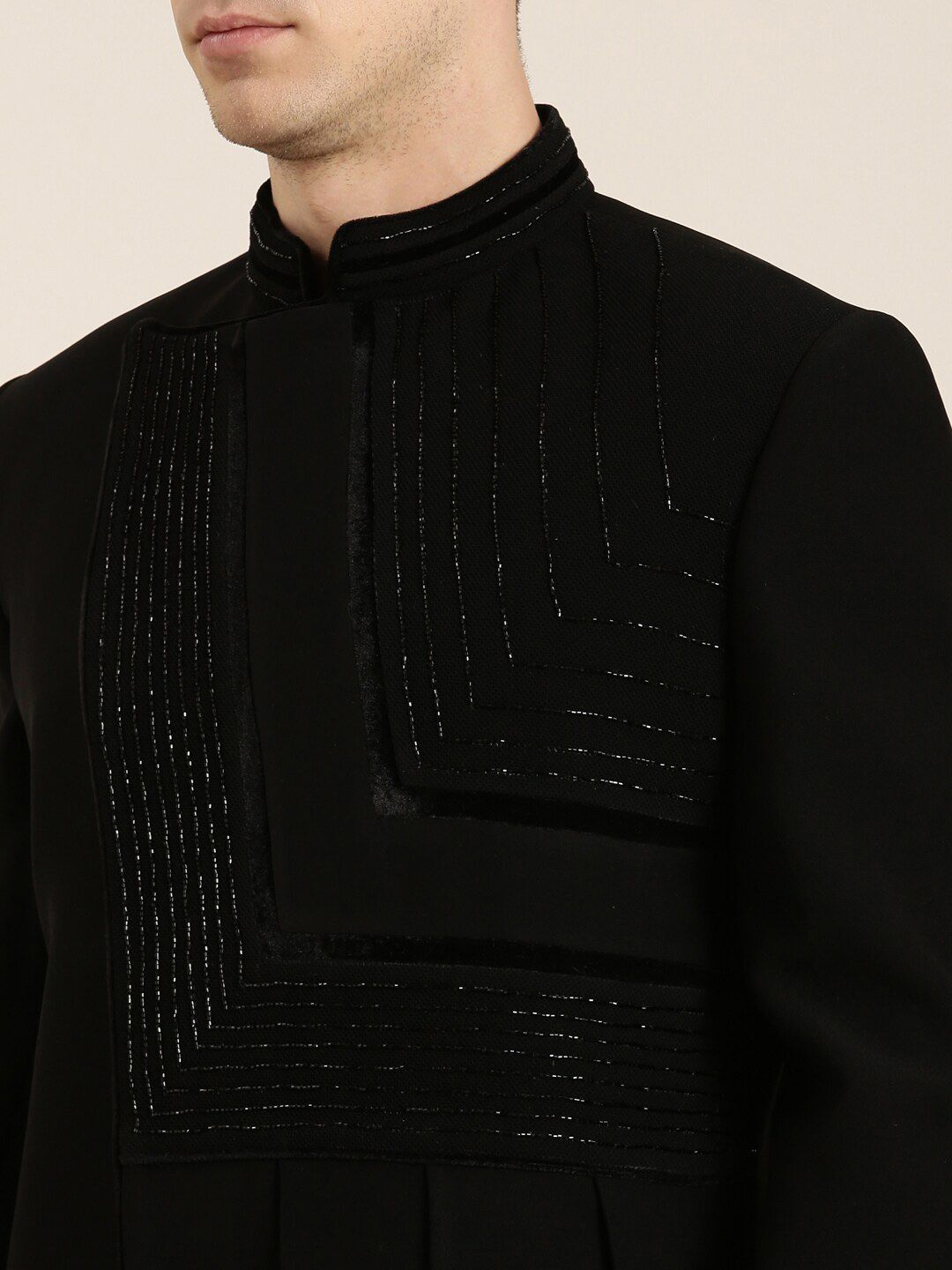 Draped Embroidered Indowestern Sherwani Set - Image 2