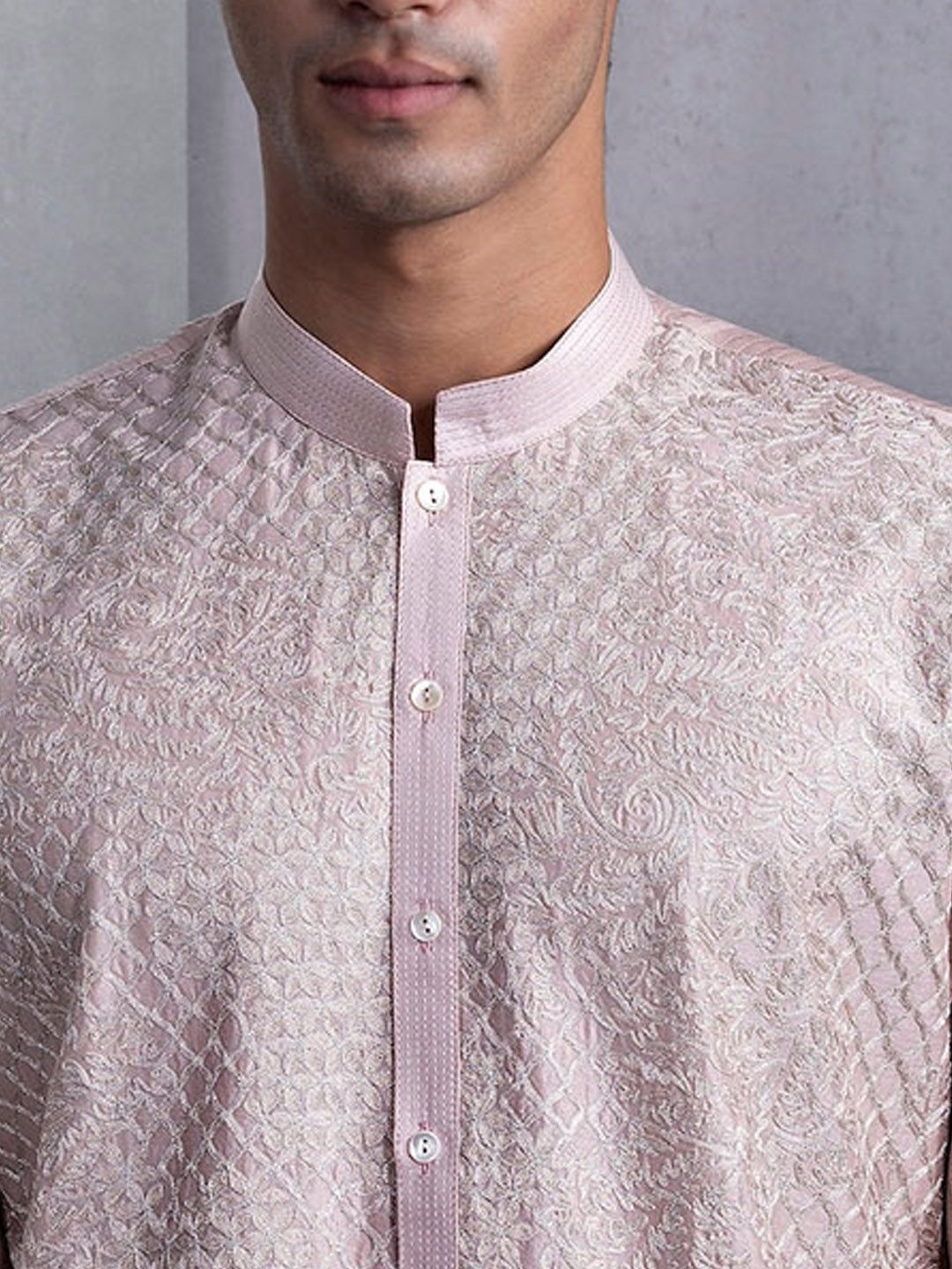 Rohit Gandhi + Rahul Khanna Flared Sleeves Thread Work Strigth Kurta - Image 2