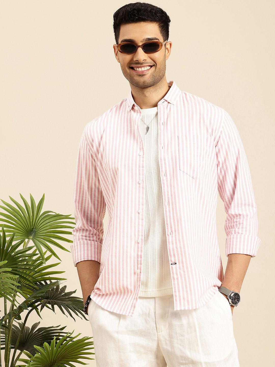 Men Standard Bengal Stripes Casual Shirt