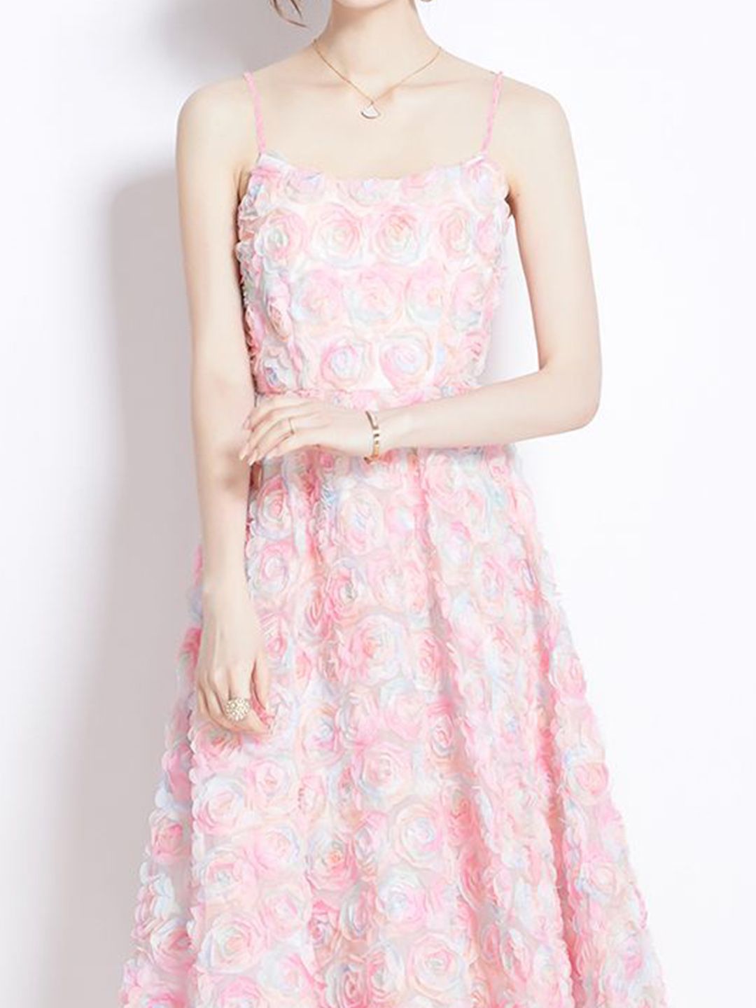 Women Floral Printed Shoulder Straps Fit & Flare Dress - Image 2