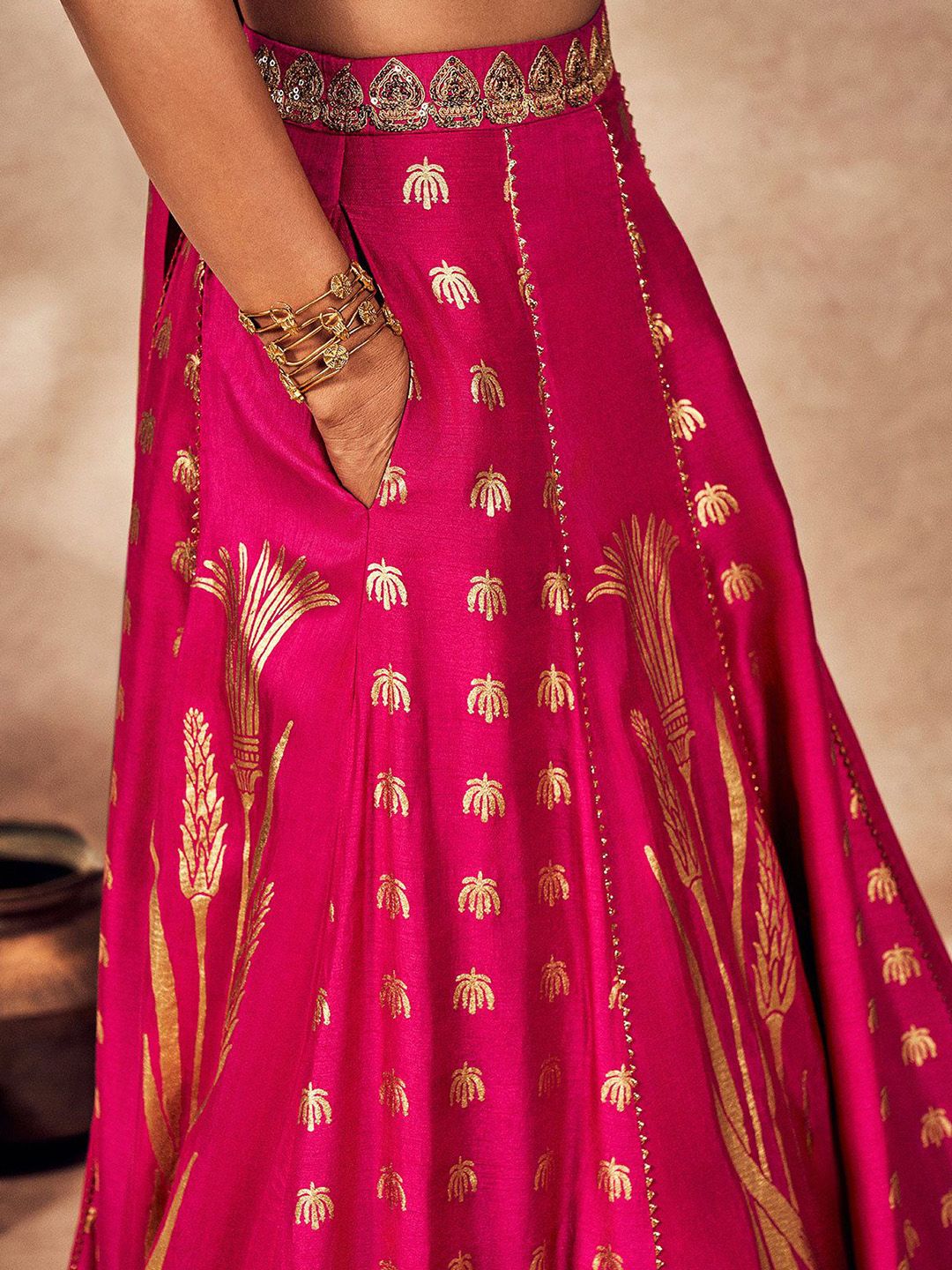 Masaba Foil Printed Sequinned Sleeveless Ready to Wear Lehenga & Blouse With Dupatta - Image 2