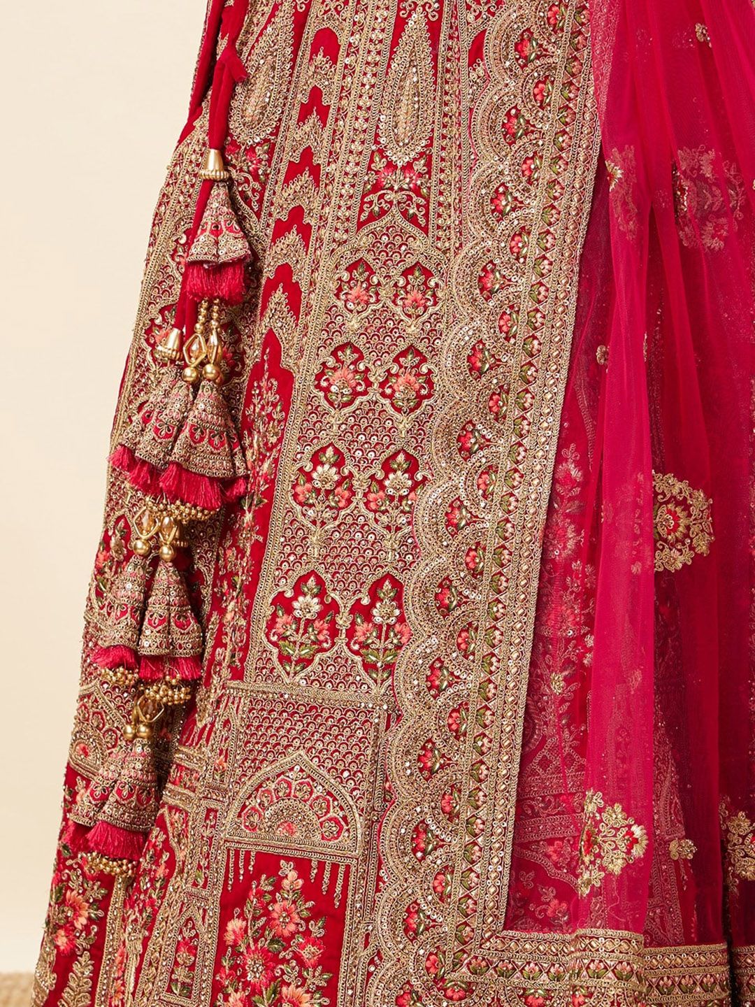 MOHEY Embroidered Velvet Sequinned Semi-Stitched Lehenga & Unstitched Blouse With Dupatta - Image 3