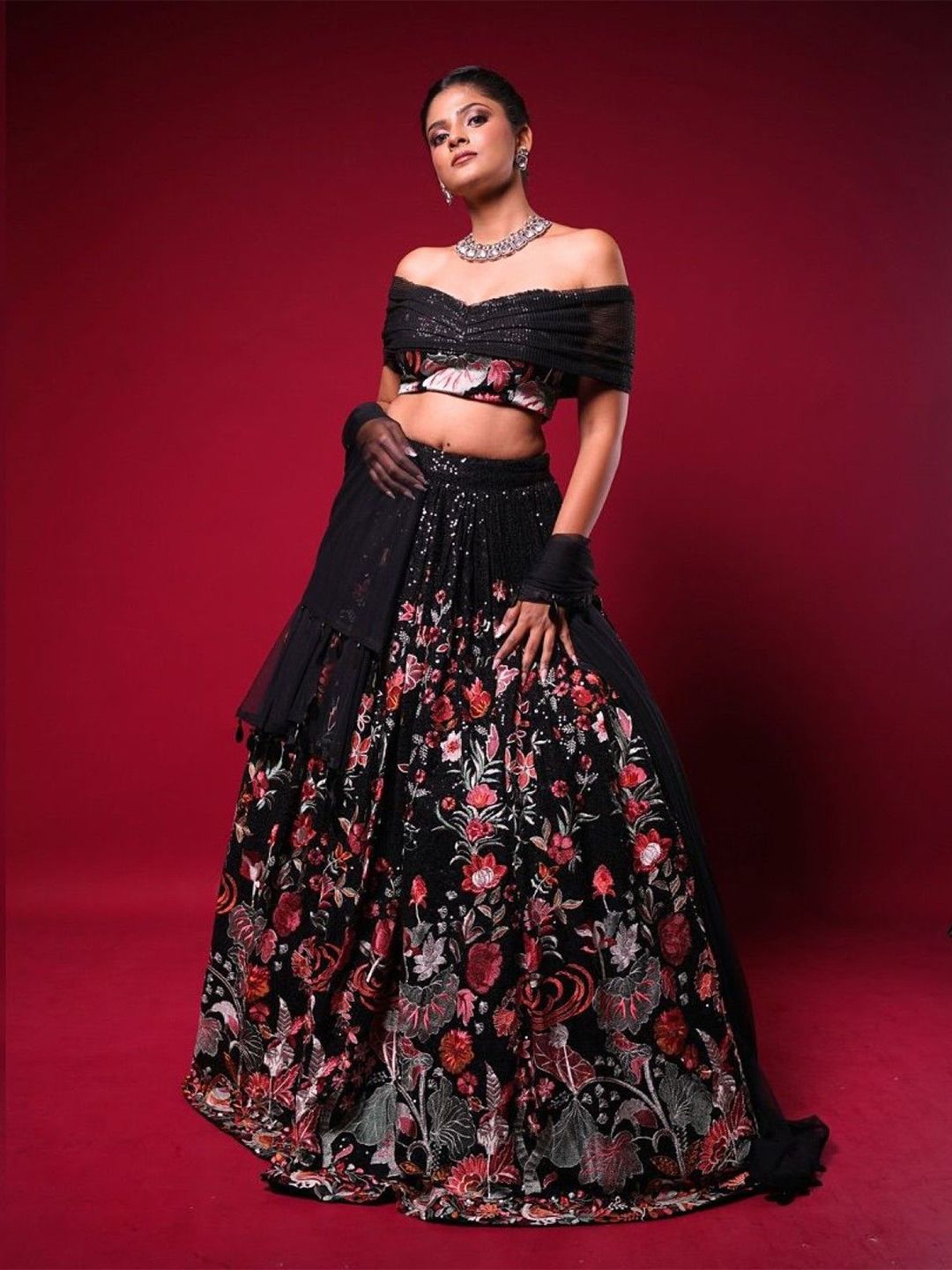 LeeliPeeri Designer Embroidered Sequinned Lehenga & Unstitched Blouse With Dupatta - Image 2