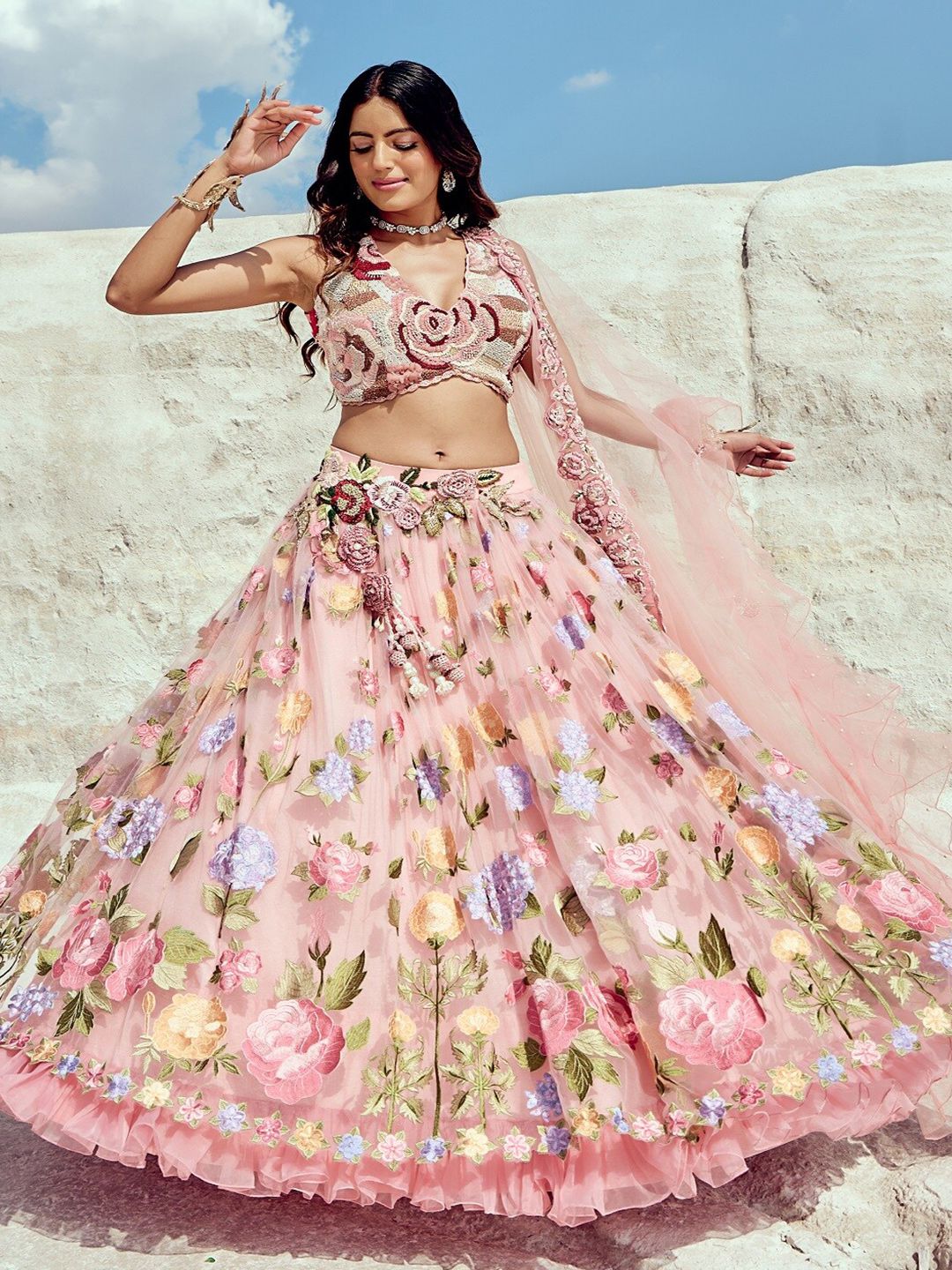 Nikita Vishakha Embroidered Beads and Stones Ready to Wear Lehenga & Blouse With Dupatta