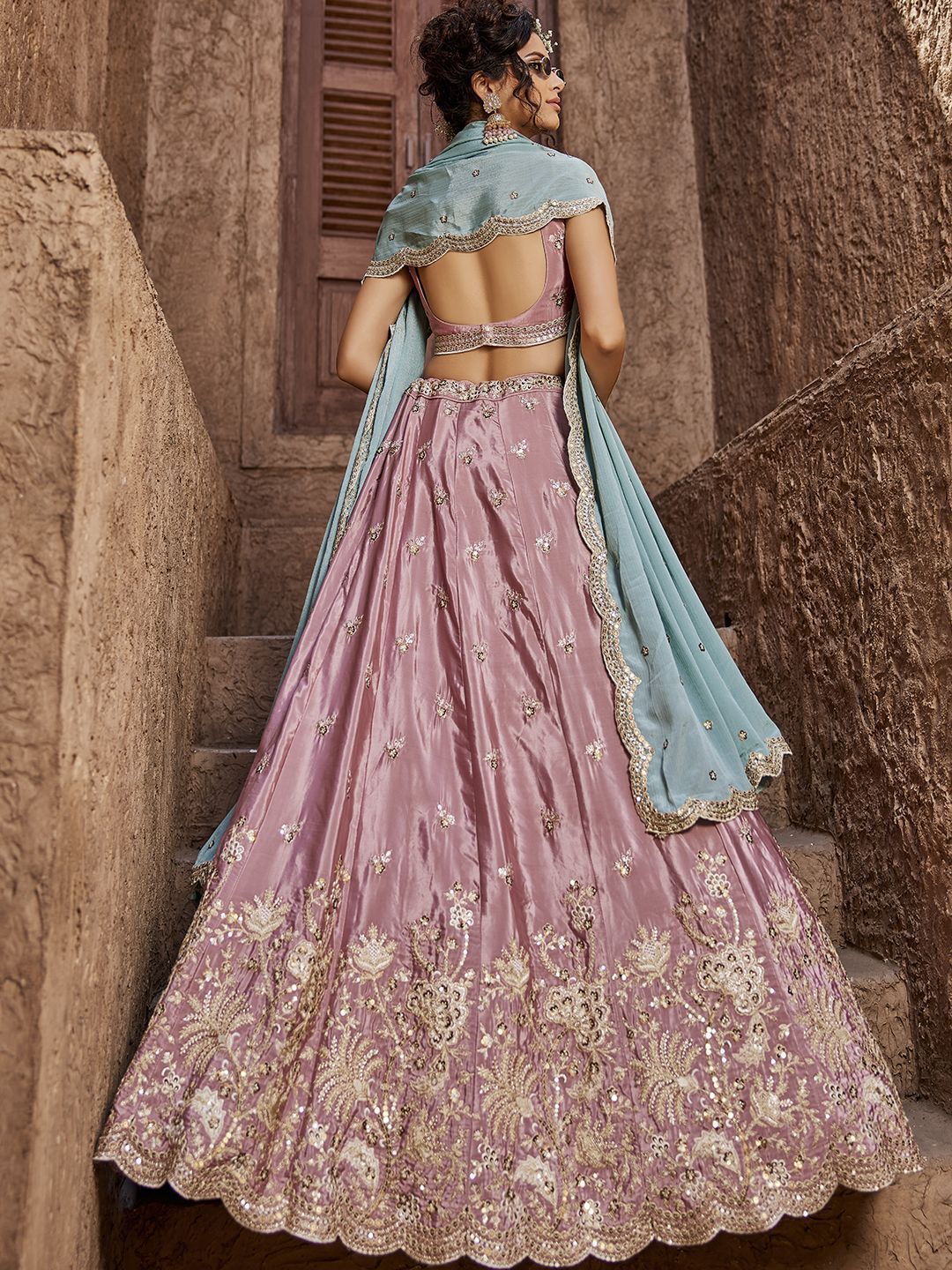 panchhi Embroidered Sequinned Semi-Stitched Lehenga & Unstitched Blouse With Dupatta - Image 2