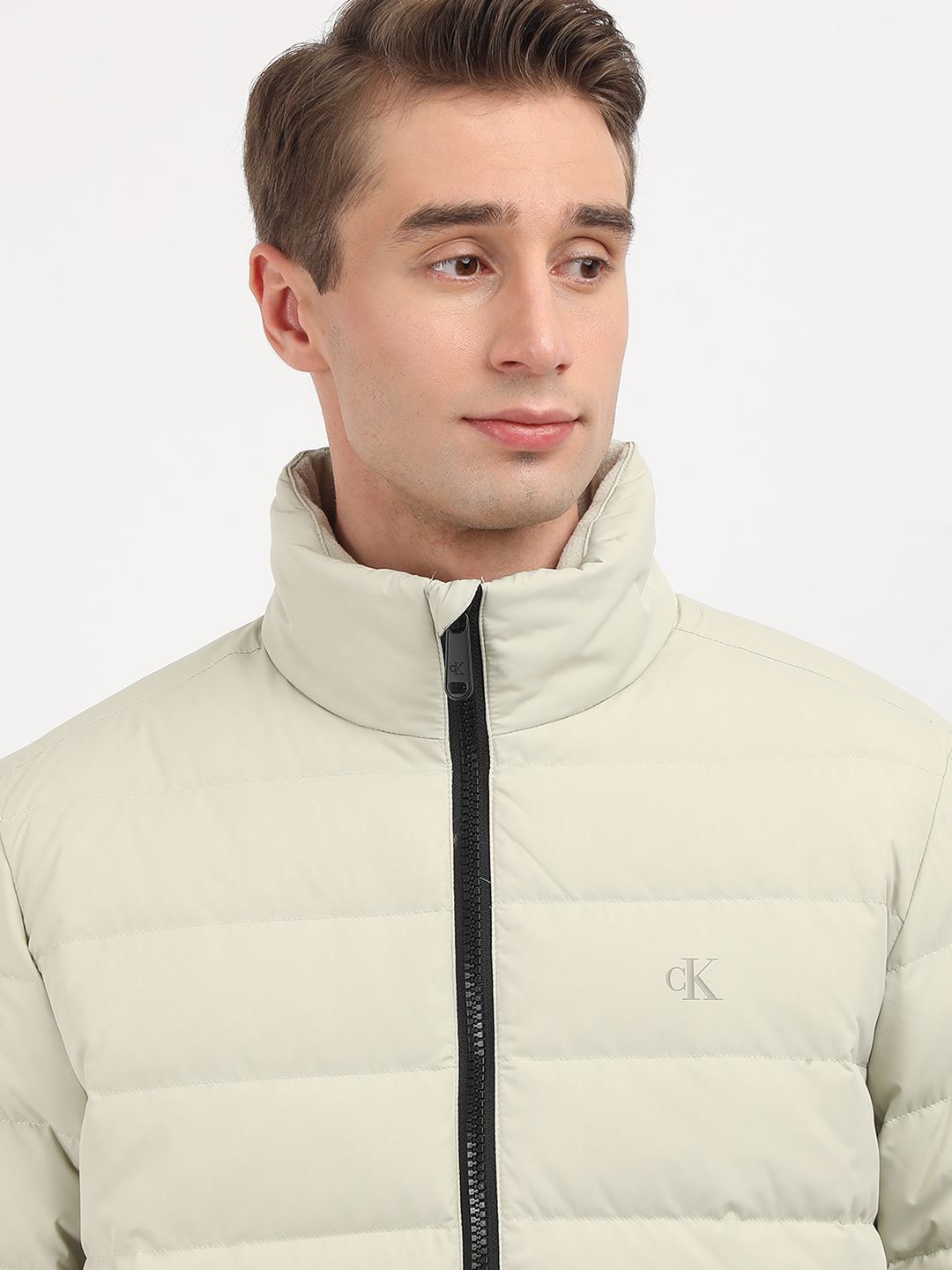 Men Solid Windcheater Puffer Jacket - Image 2