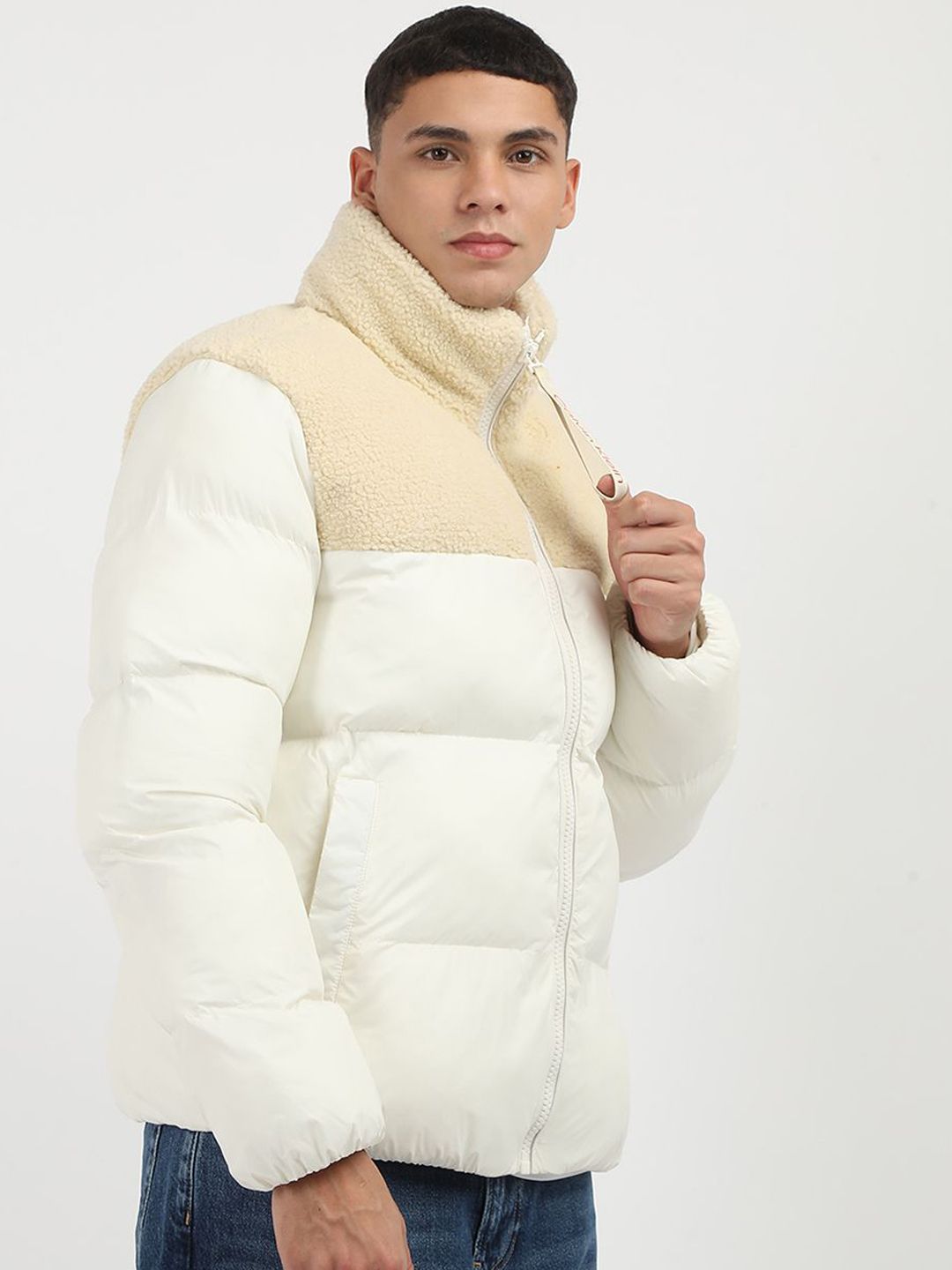 Men Colourblocked Windcheater Padded Jacket - Image 2