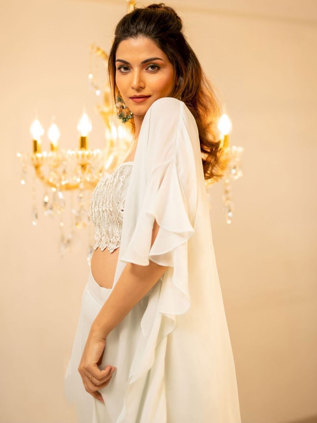 Foram patel Light Blue Ruffle Cape Gharara Set - Image 3