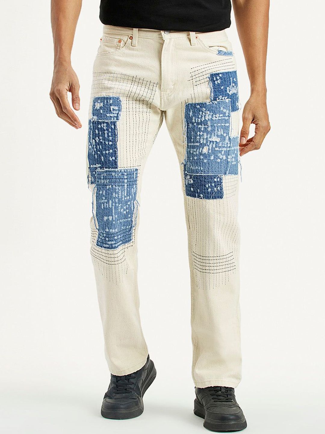 Men Relaxed Fit Mid-Rise Cotton Jeans