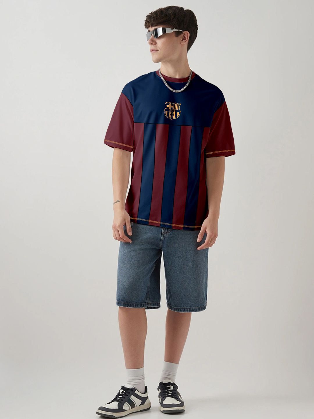 Men Barcelona Printed Graphic Oversized T-Shirt