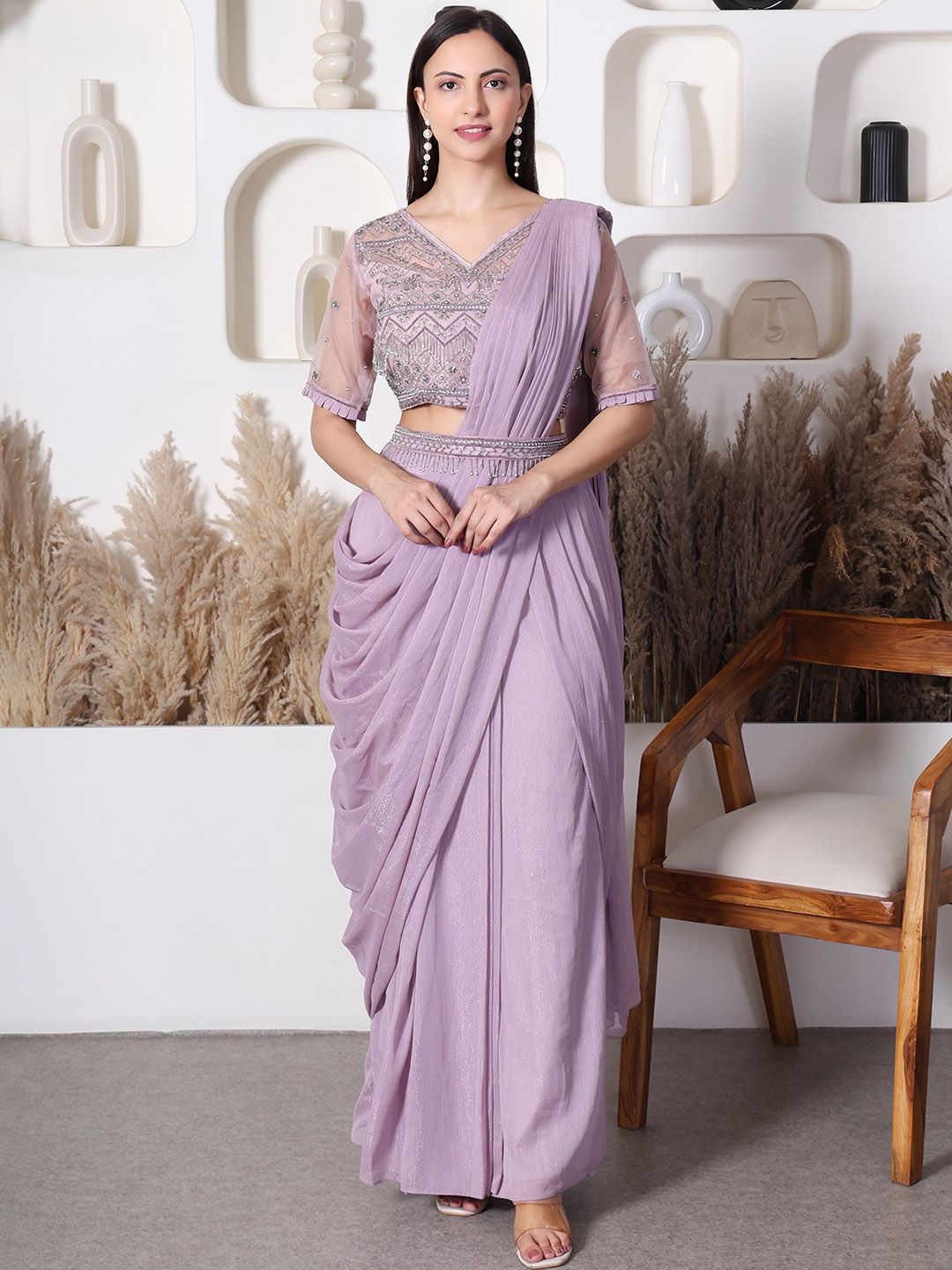 Embroidered Draped Saree