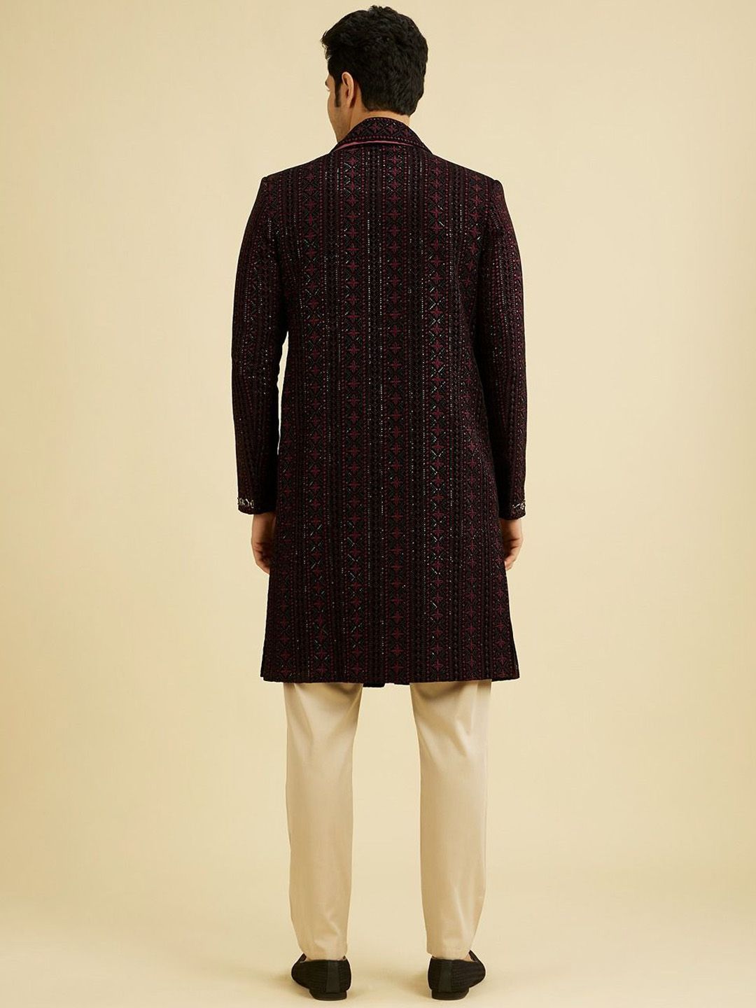 Men Embroidered Sherwani With Dupatta - Image 4