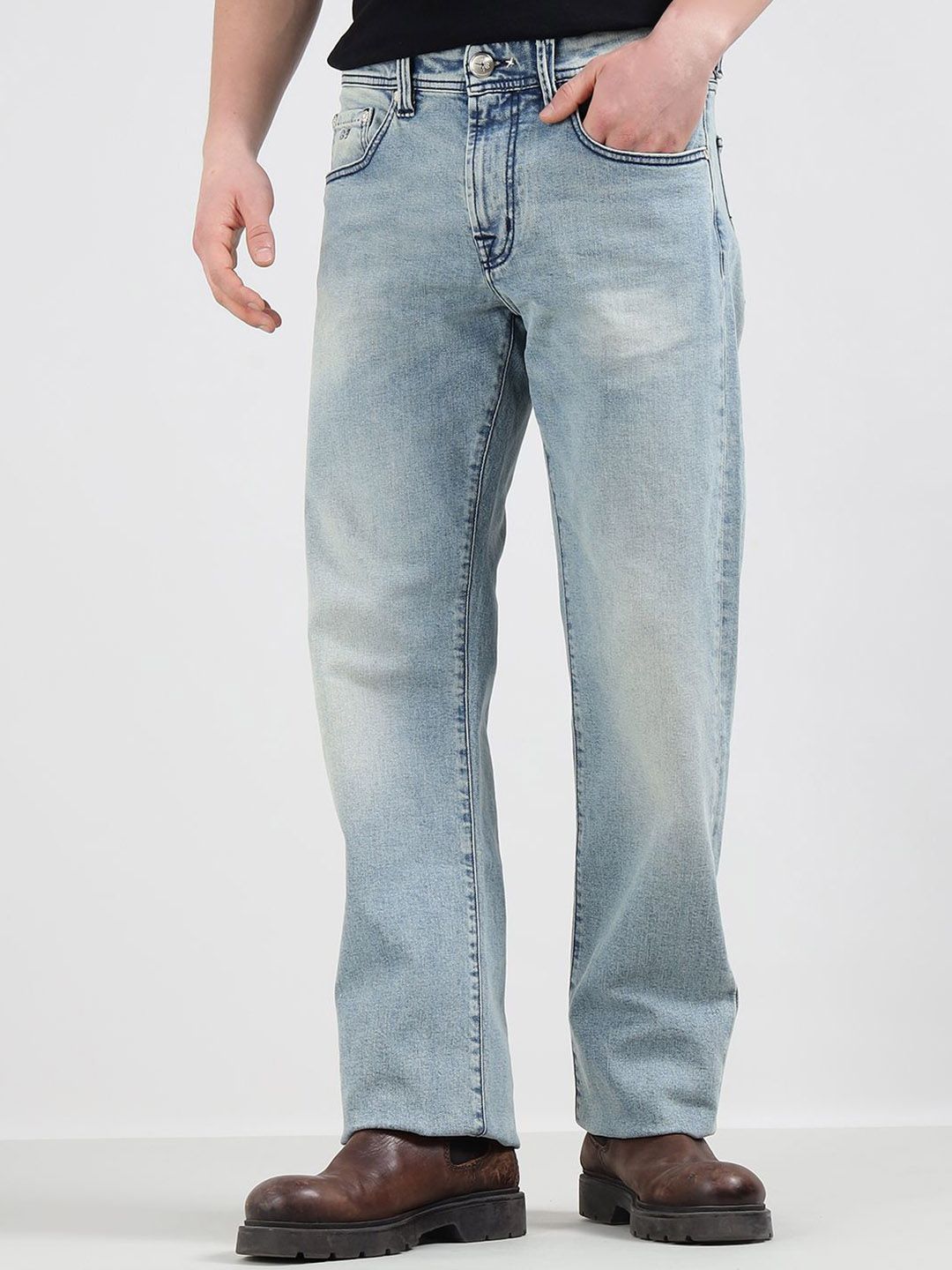 Tramarossa Men Slim Fit Mid-Rise Mildly Distressed Heavy Fade Jeans