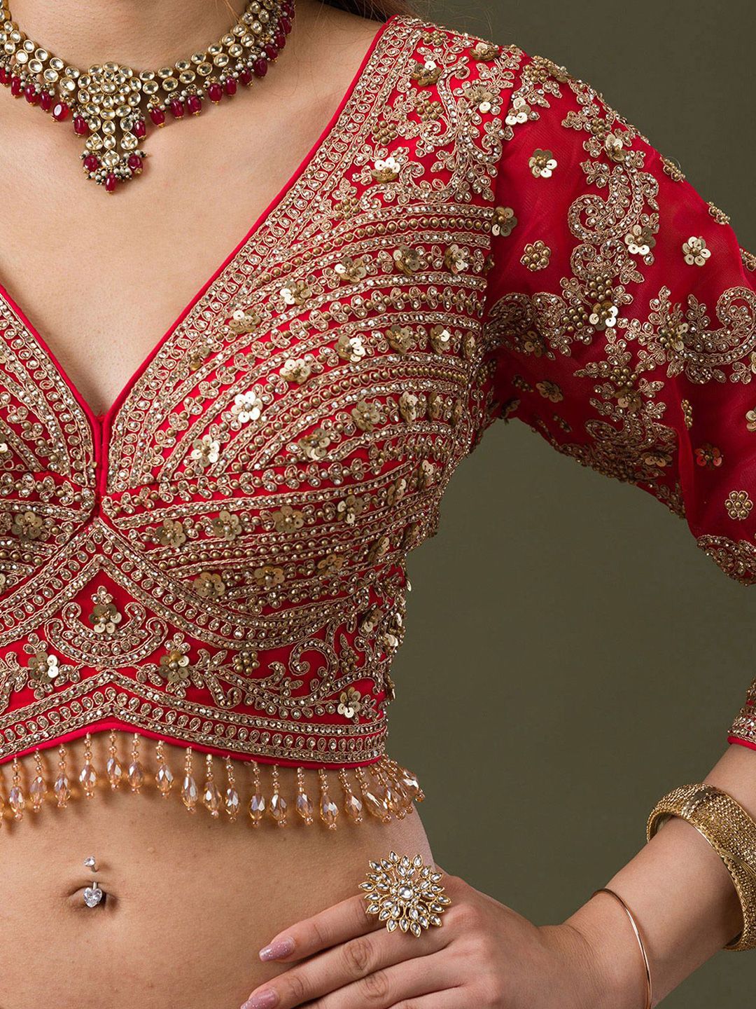 Embellished Sequinned Ready to Wear Lehenga & Blouse With Dupatta - Image 3