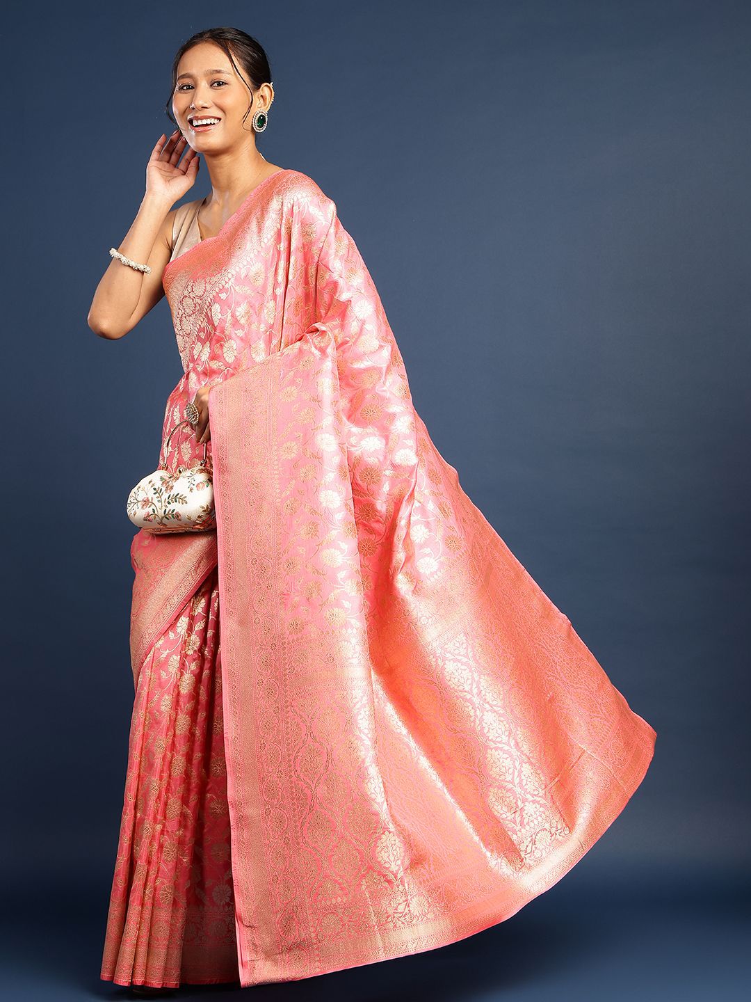 Woven Design Zari Pure Katan Silk Banarasi Saree With Unstiched Blouse Piece - Image 4