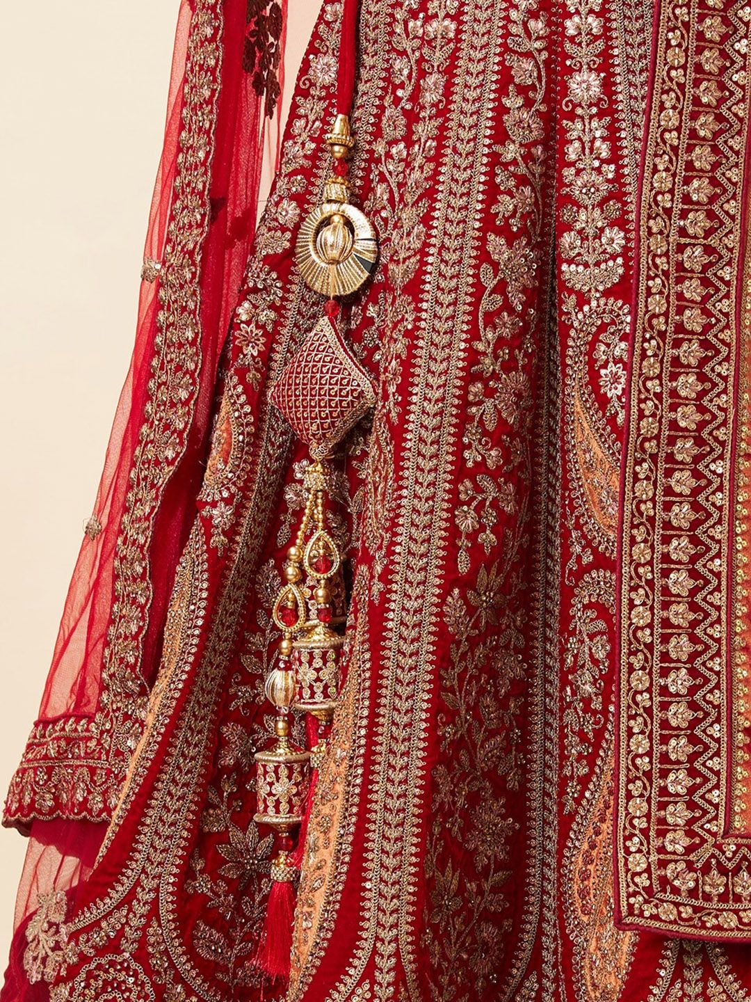 MOHEY Embroidered Velvet Semi-Stitched Lehenga & Unstitched Blouse With Dupatta & Belt - Image 2