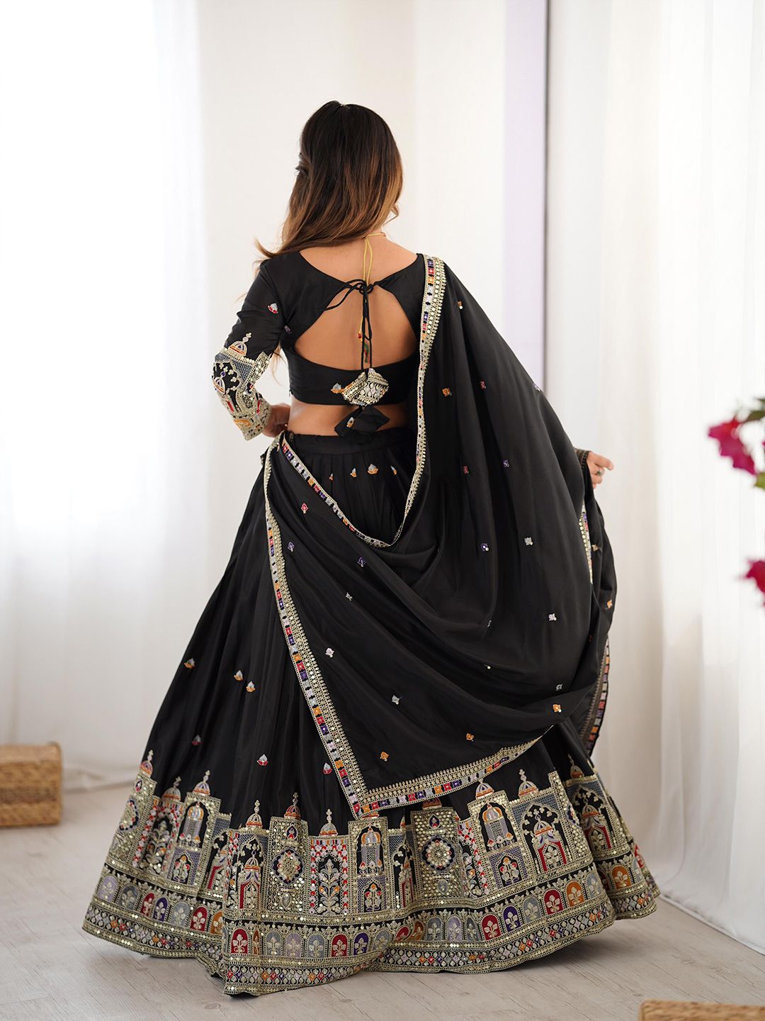 Panzora Women Embellished Semi-Stitched Lehenga & Unstitched Blouse With Dupatta - Image 2