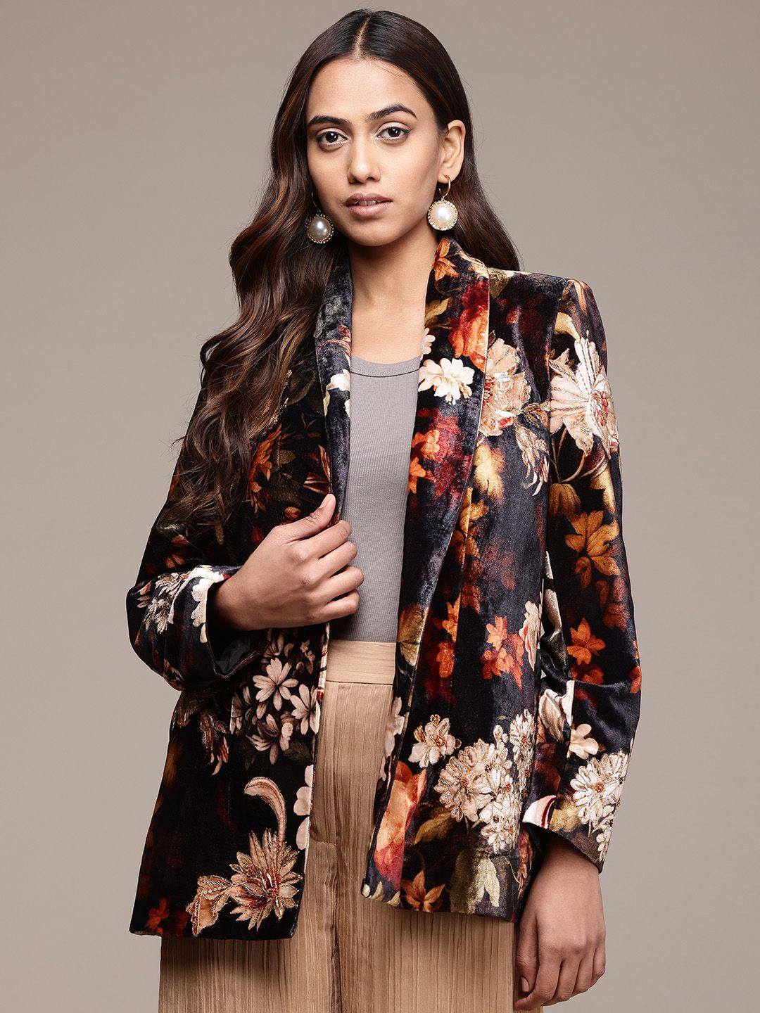 Ritu Kumar Floral Printed Open Front Blazer