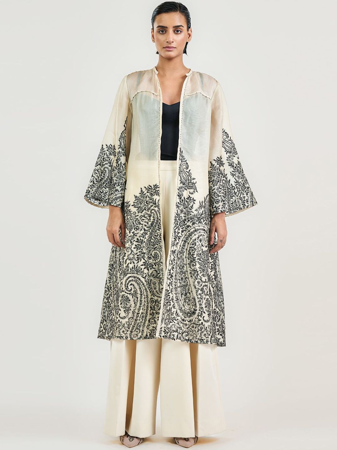 Floral Printed Longline Tailored Jacket