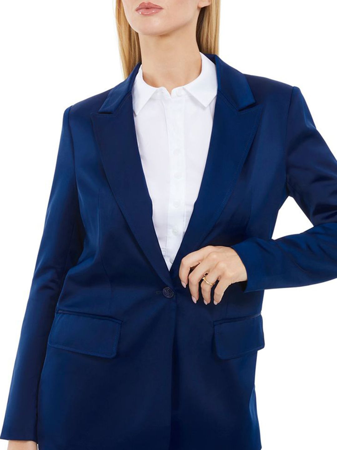GUESS Peaked Lapel Collar Single Breasted Casual Blazer - Image 2