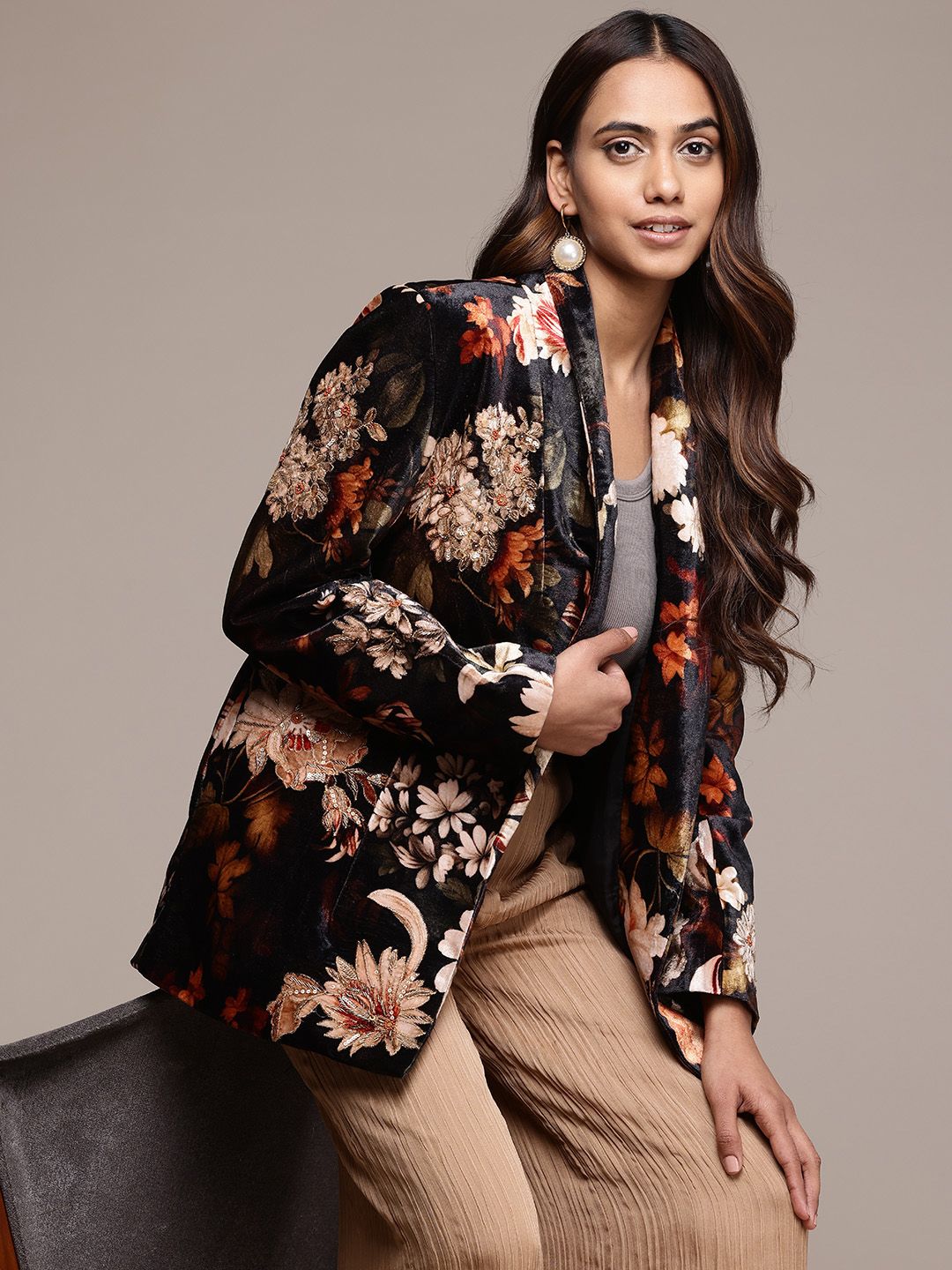 Ritu Kumar Floral Printed Open Front Blazer - Image 3