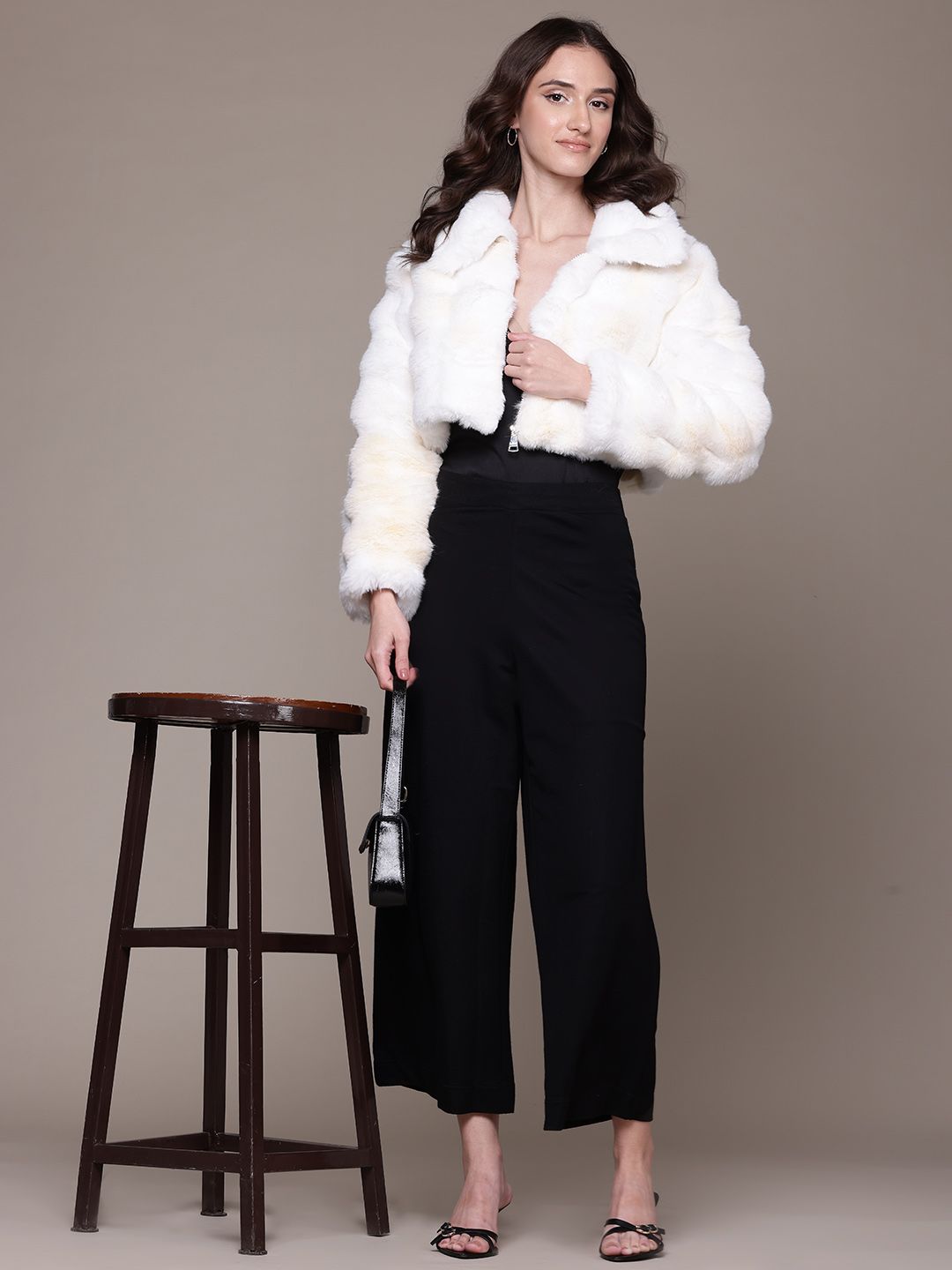 Faux Fur Crop Puffer Jacket