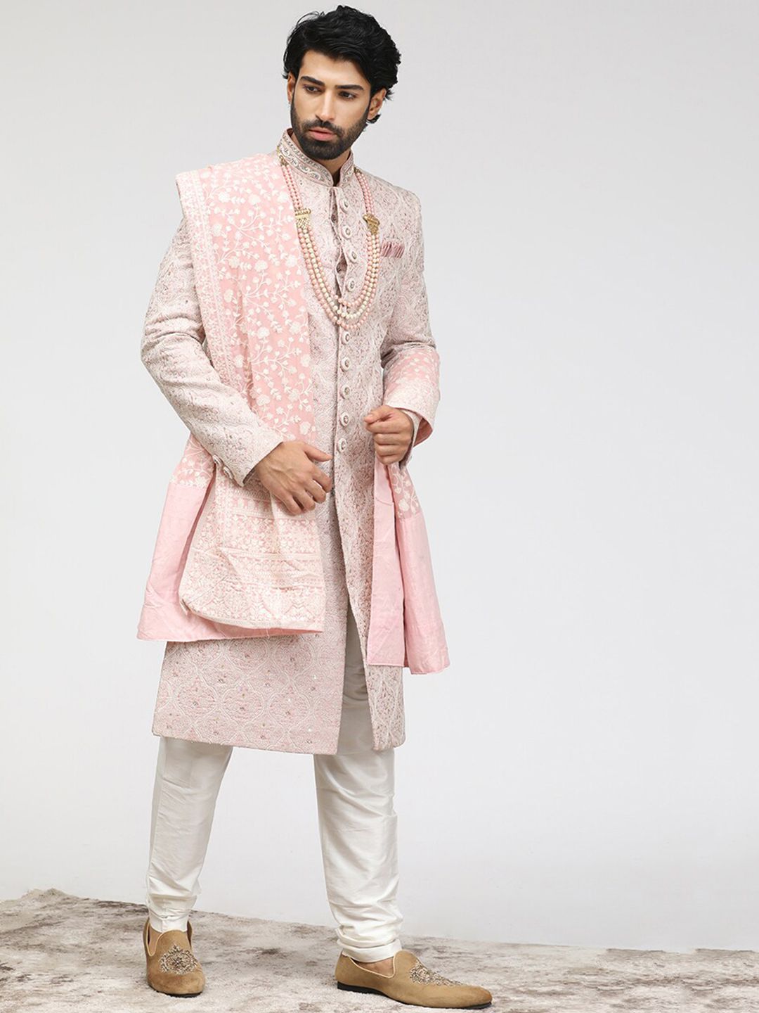 Embroidered Art Silk Traditional Sherwani Set