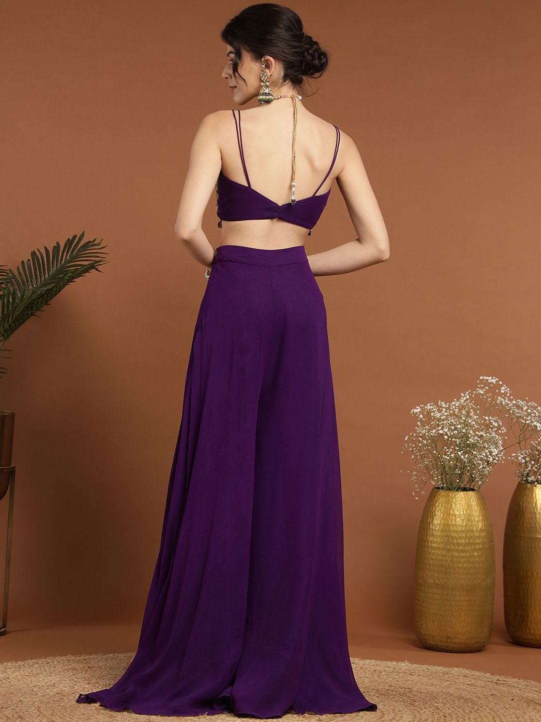 Embroidered Square Neck Bustier & Sharara, Cape Co-Ords - Image 4