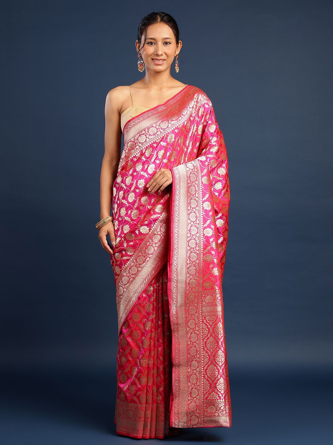 Floral Printed Pure Linen Saree